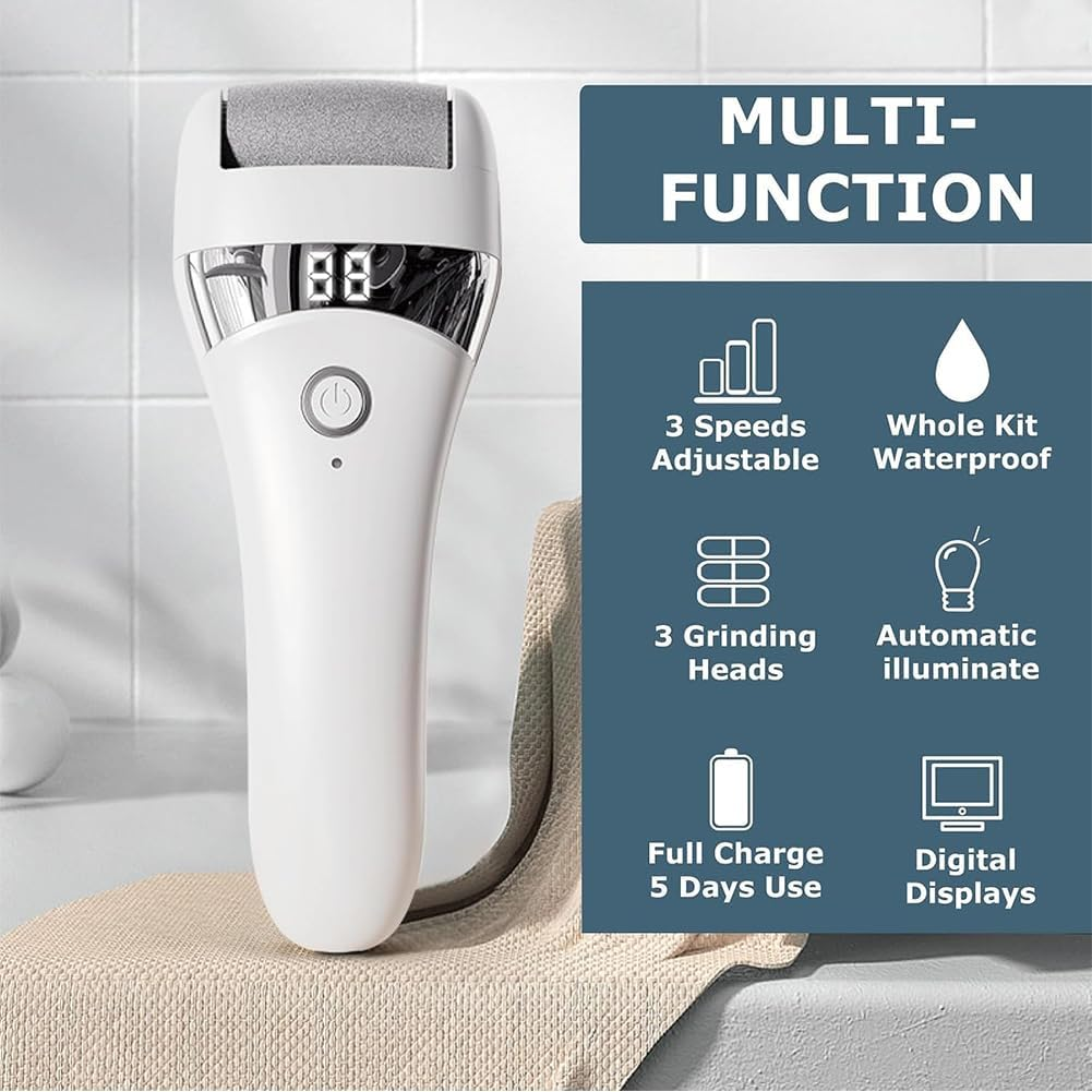 Rechargeable Portable Electronic Foot File Pedicure Kits，Electric Foot Callus Remover, Waterproof Electric Foot Scrubber File, Professional Pedi Feet Care Pedicure Tools, Foot Care for Dead Skin image number 3