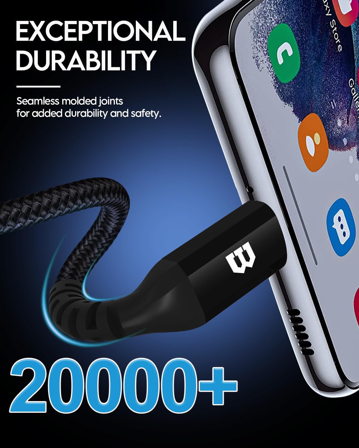 Brexlink USB C Fast Charging Cable(3 A), USB C to USB a Charger (2 Pack), Nylon Braided Fast Charging Cord for Samsung Galaxy S10 S9 S8 Note 9, Pixel, LG V30 G6 (1.5 Feet, Grey) image number 6