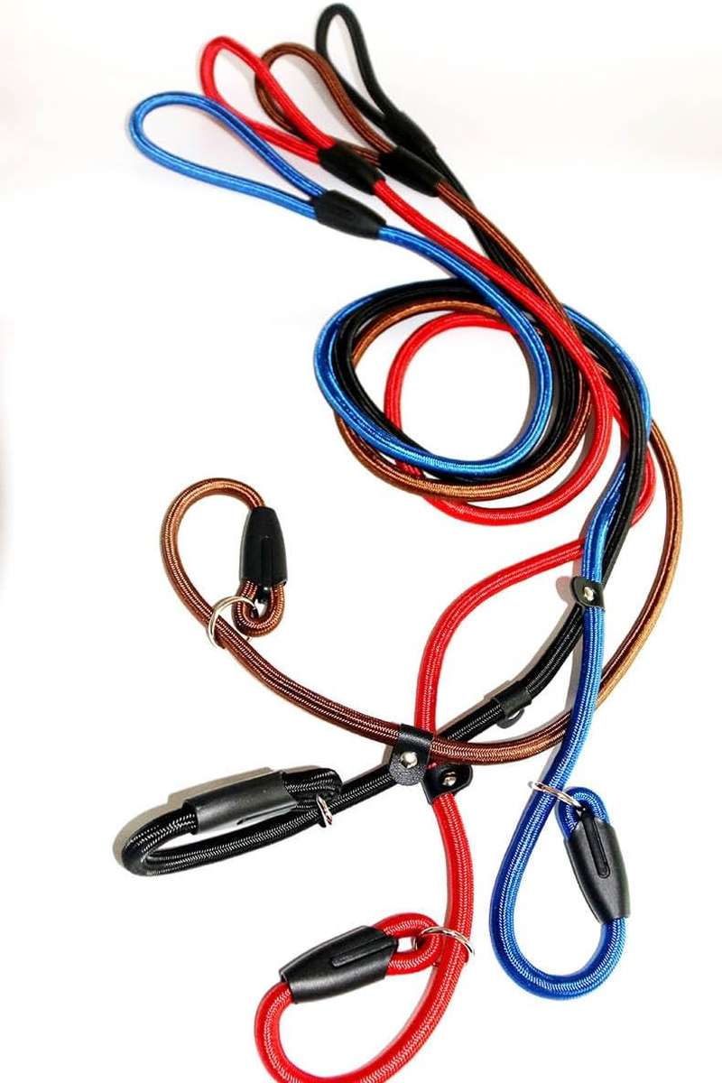 Strong Slip Rope Dog Training Leash Durable Braided Nylon with Rubber Padded Handle - No Pull Walking for Medium Large Dogs (Red, 6Mm*140Cm) image number 2