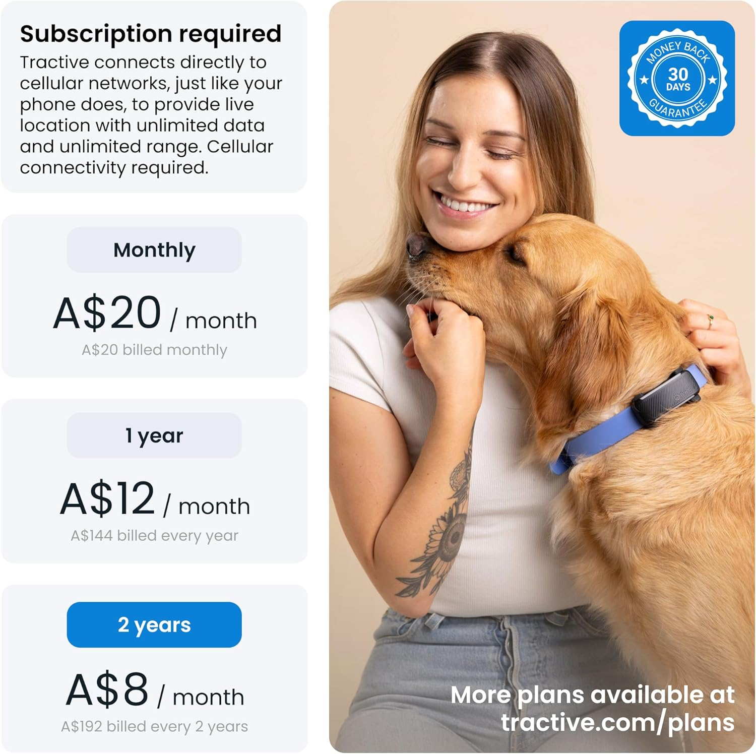 Tractive Smart Dog Tracker XL Adventure | 1 Month Battery | Real-Time GPS Tracking | Escape & Health Alerts | Vitals Monitoring | Market Leader