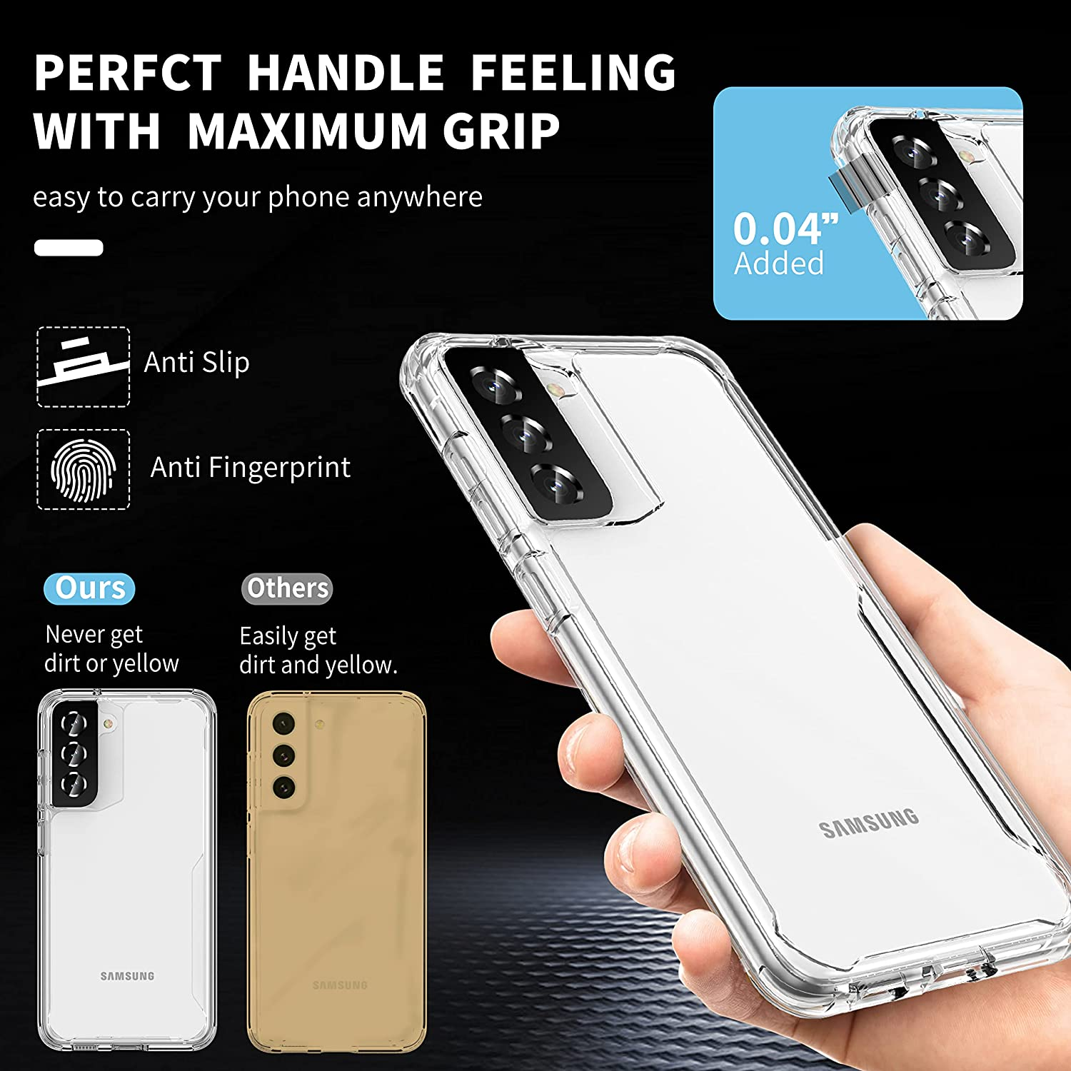 Oretech Compatible with Samsung Galaxy S21 FE Case with [2 X Tempered Glass Screen Protector][Camera Lens Protector] Shockproof Protective Hard PC TPU Clear Case for Galaxy S21 FE Case 5G -6.4" Clear image number 3
