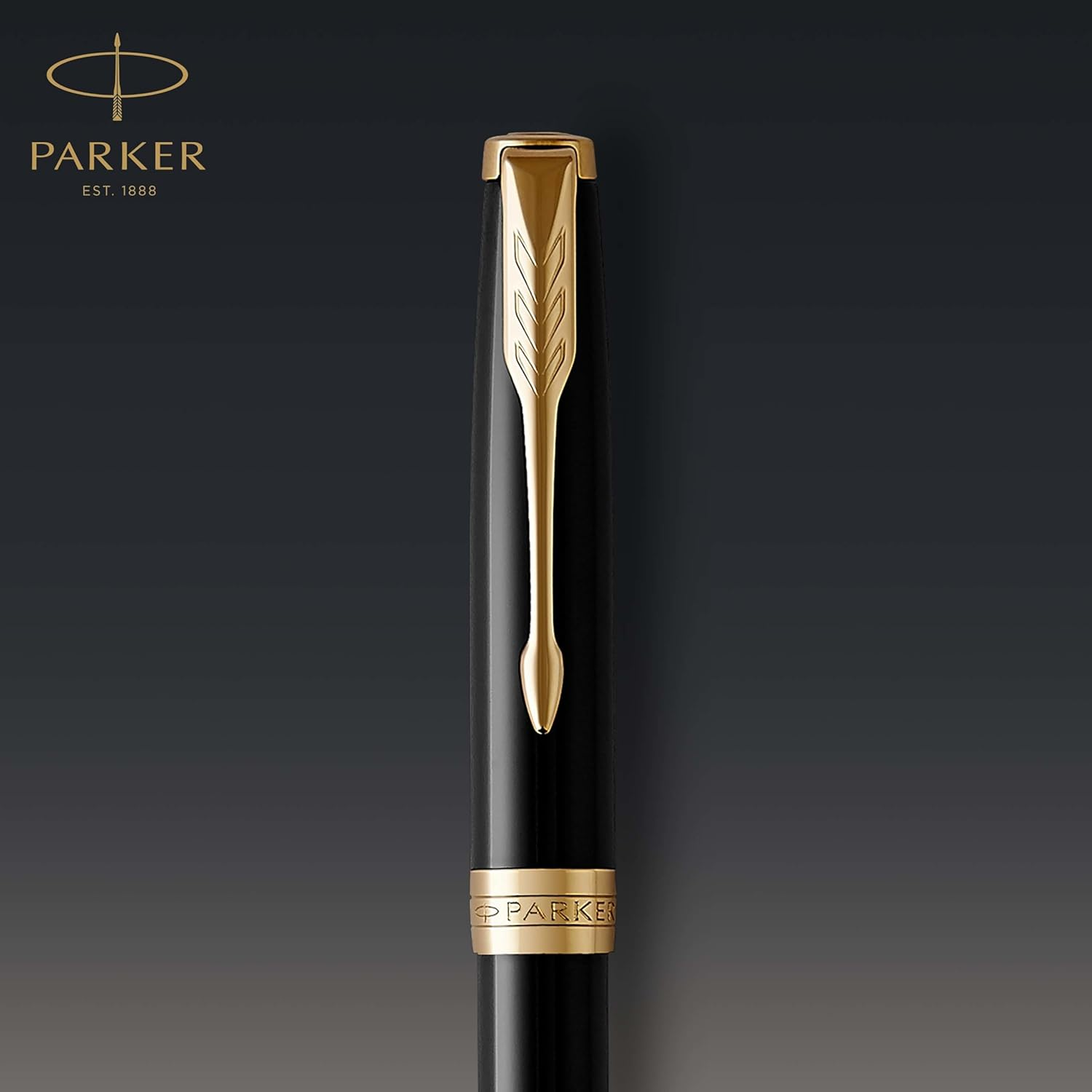 PARKER Sonnet Ballpoint Pen, Black Lacquer with Gold Trim, Medium Point Black Ink (1931497) image number 1