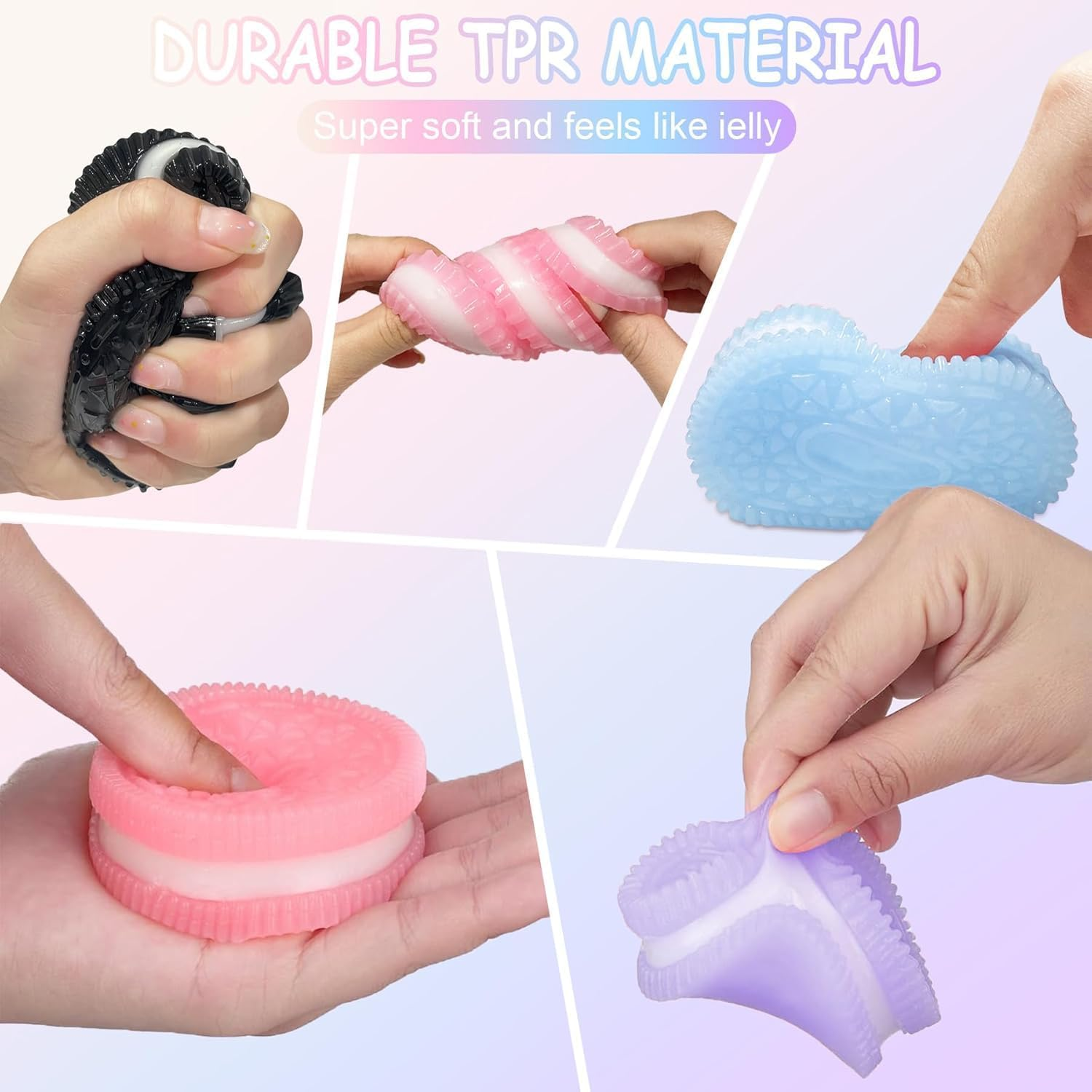 4 Pcs Biscuit Stress Relief Toy, Super Soft Memory Recovery Reusable Taba Squishy Toy , Fufu Squishy Toy for High Stress People (4Pcs-Cookie) - 4Pcs-Cookie image number 3