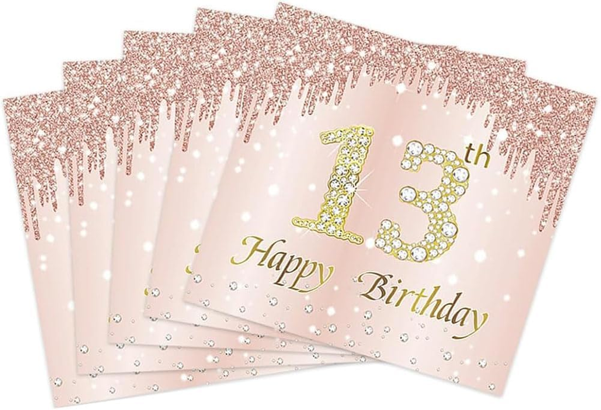 40PCS 40Th Happy Birthday Napkins Rose Gold 40Th Birthday Napkin Vintage 1984 Dessert Cocktail Beverage Napkins for Women 40Th Birthday Anniversary Party Favors 2-Ply