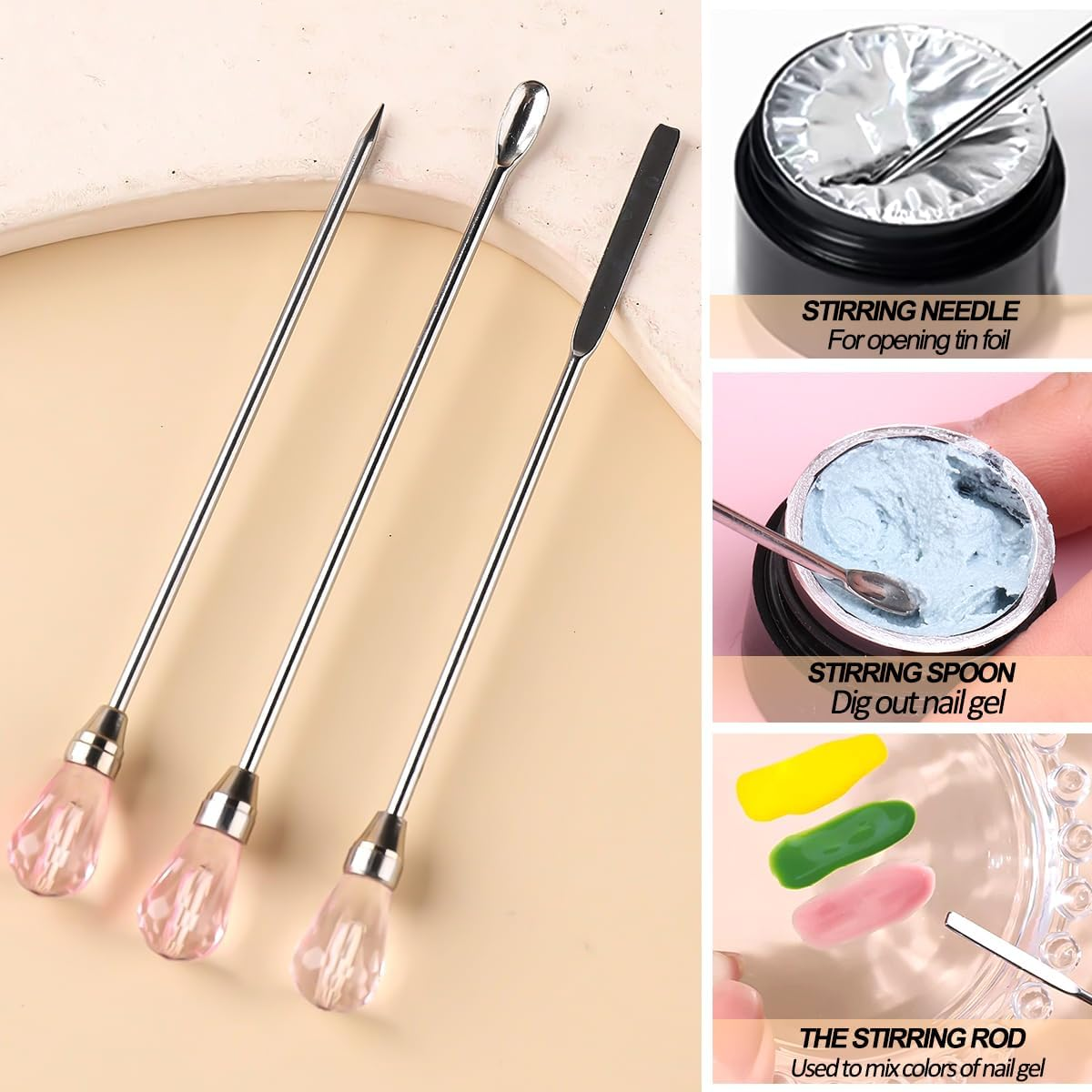 SUTOZMIWE Nail Art Sponge with 100Pcs/Box, Soft Sponges Pen Holder, Gradient Effect Gel Painting Brush, round Glass Palette, Stick Mixing Blooming Nails, Aura Nail, S image number 4