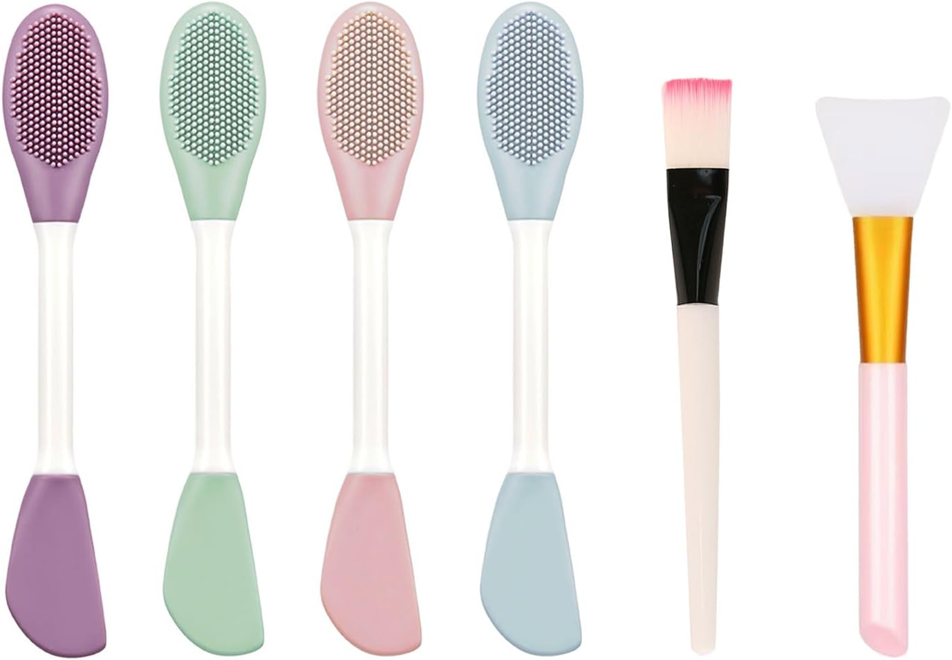 6 Pieces of Silicone Face Scrubber, Dual-Head Dual-Purpose Pore Cleaning Brush, Portable and Multi-Functional Skin Care Tools, Used for Blackhead Removal, Pore Cleaning and Gentle Exfoliation, Deep Pore Cleaning Massager image number 2