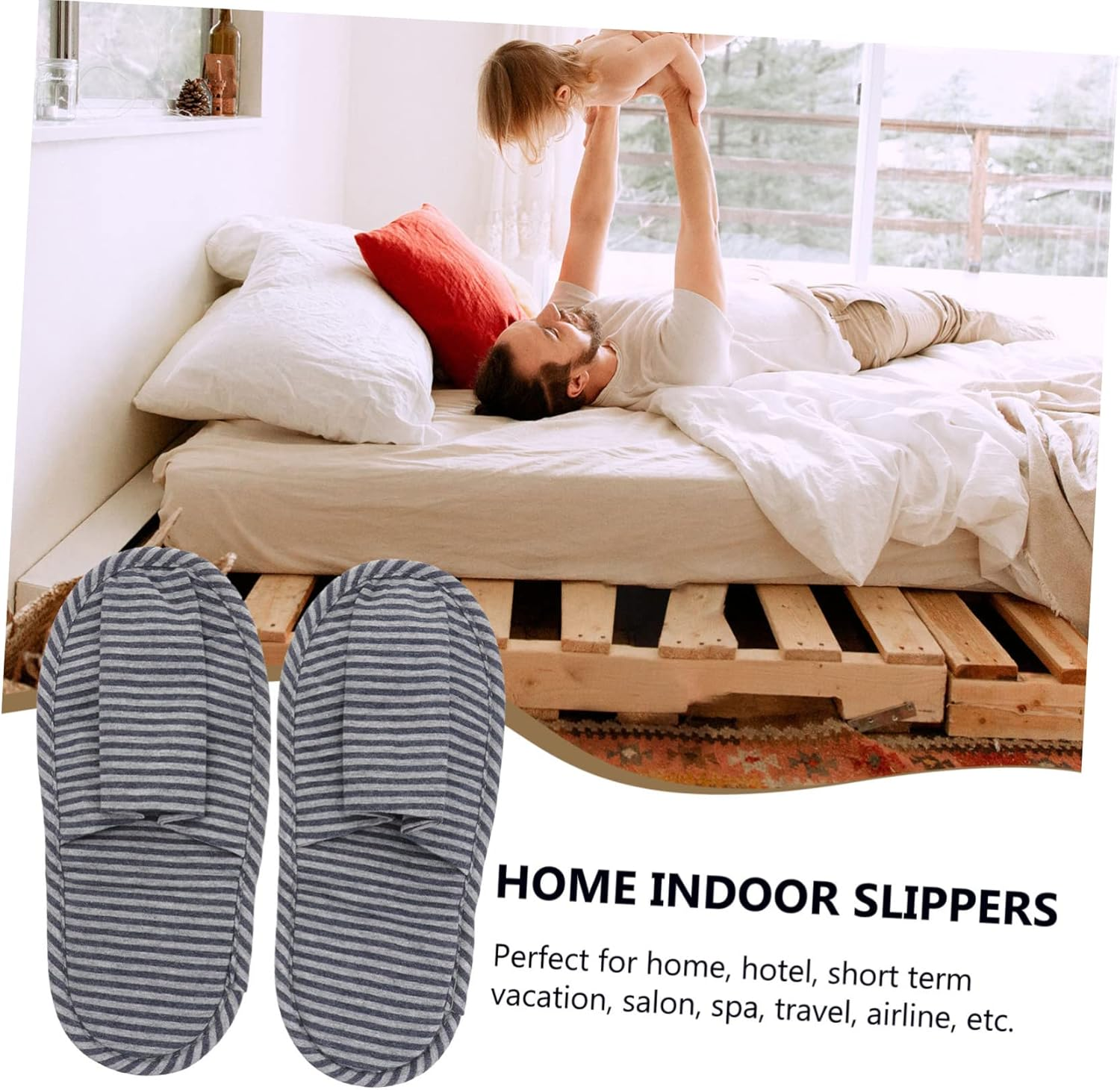 Portable Travel Slippers Compact Folding Slippers for Women Soft Cotton Indoor Home Bag image number 6