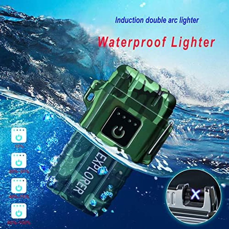 USB Rechargeable Dual Arc Plasma Lighter - Windproof Waterproof Flameless Electric Lighter for Camping, Hiking, Survival Tactical image number 2