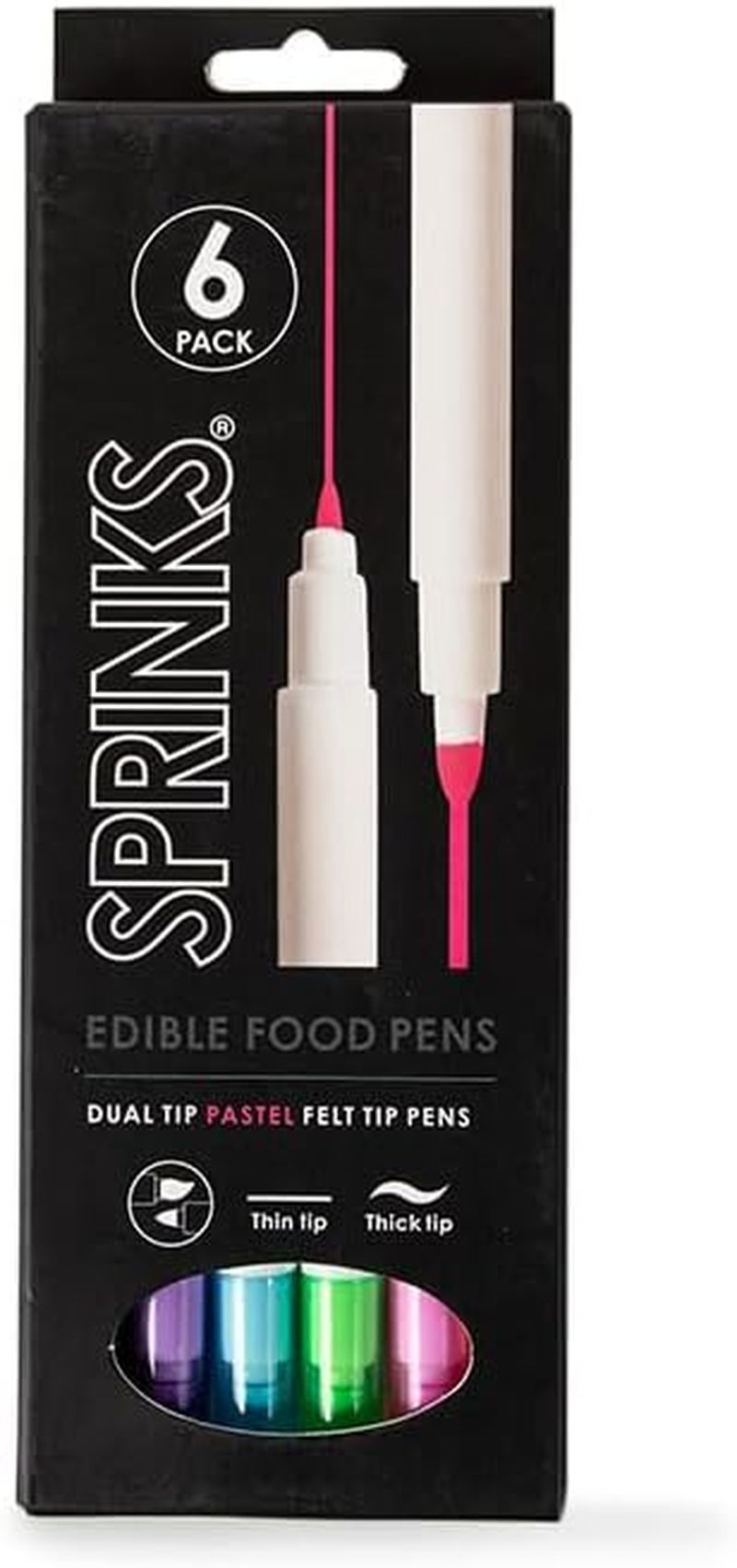 Sprinks Edible Food Pastel Pen Set | 6-Pieces | Edible Ink | Non-Toxic Fine Tip and Brush Tip | Cake Decorating | Sugar Paste | Chocolate | Meringues | Icing | Food Safe for Cookies and Desserts image number 5