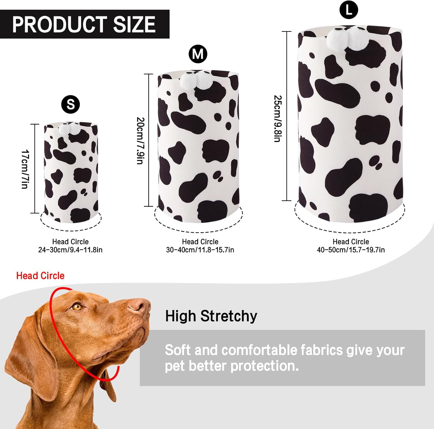 Yoolhamy Dog Snood Dog Ear Protectors for Grooming Ear Muffs Noise Protection Dog Neck and Ears Warmer Headwear for Pet Dogs and Cats Bathing (Cow, L) image number 6