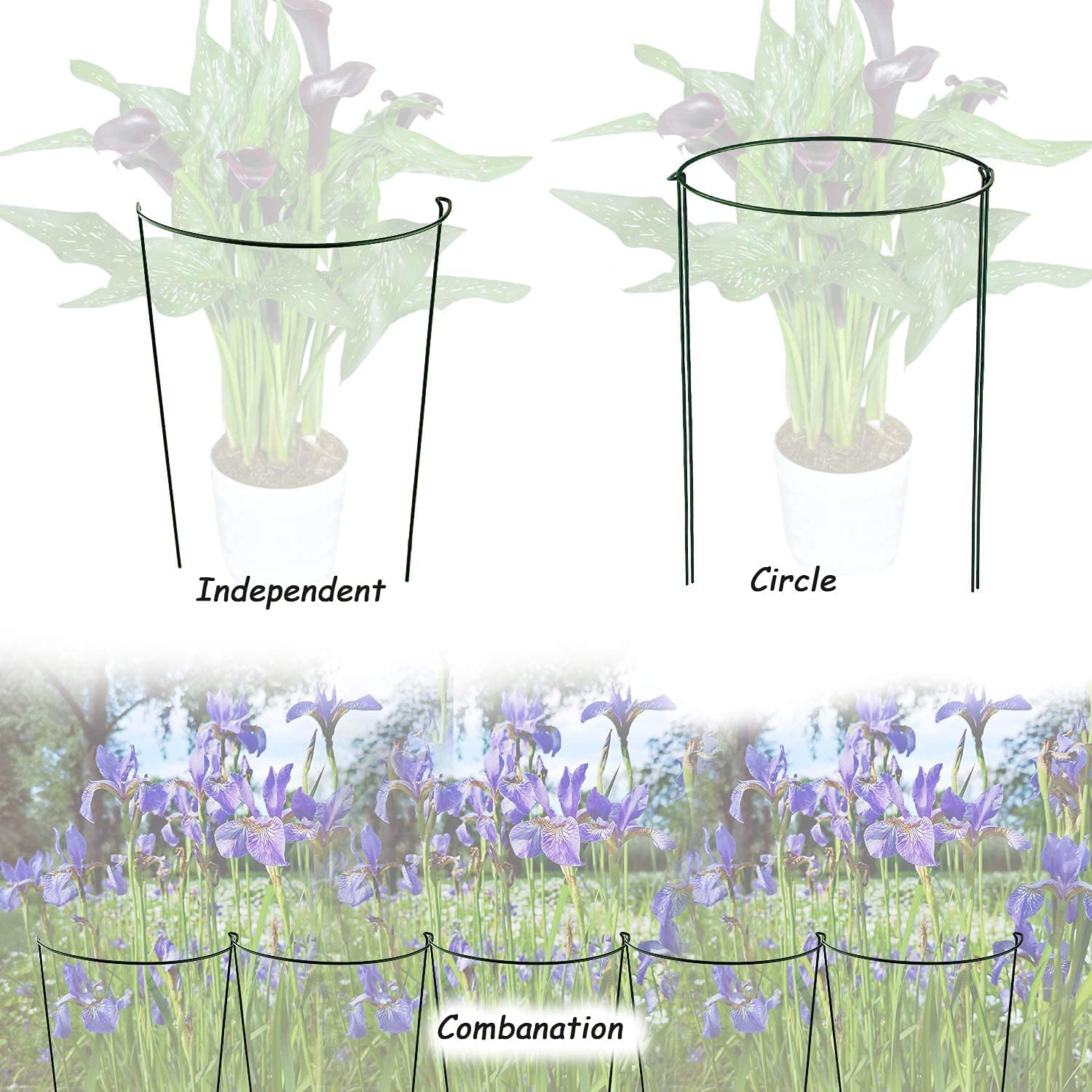 AIEX Plant Support Stakes Metal Garden Stem Support Stake Plant Cage (4Pcs) image number 6