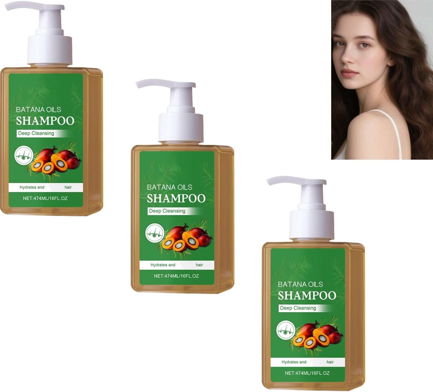 Batana Oil Shampoo,Smoothing - Lightweight, Moisturizing & Restoration,Adds Shining & Softness,Strengthening, Deep Scalp Moisturization for Dry, Damaged, Thinning Hair & Split Ends (2PCS)