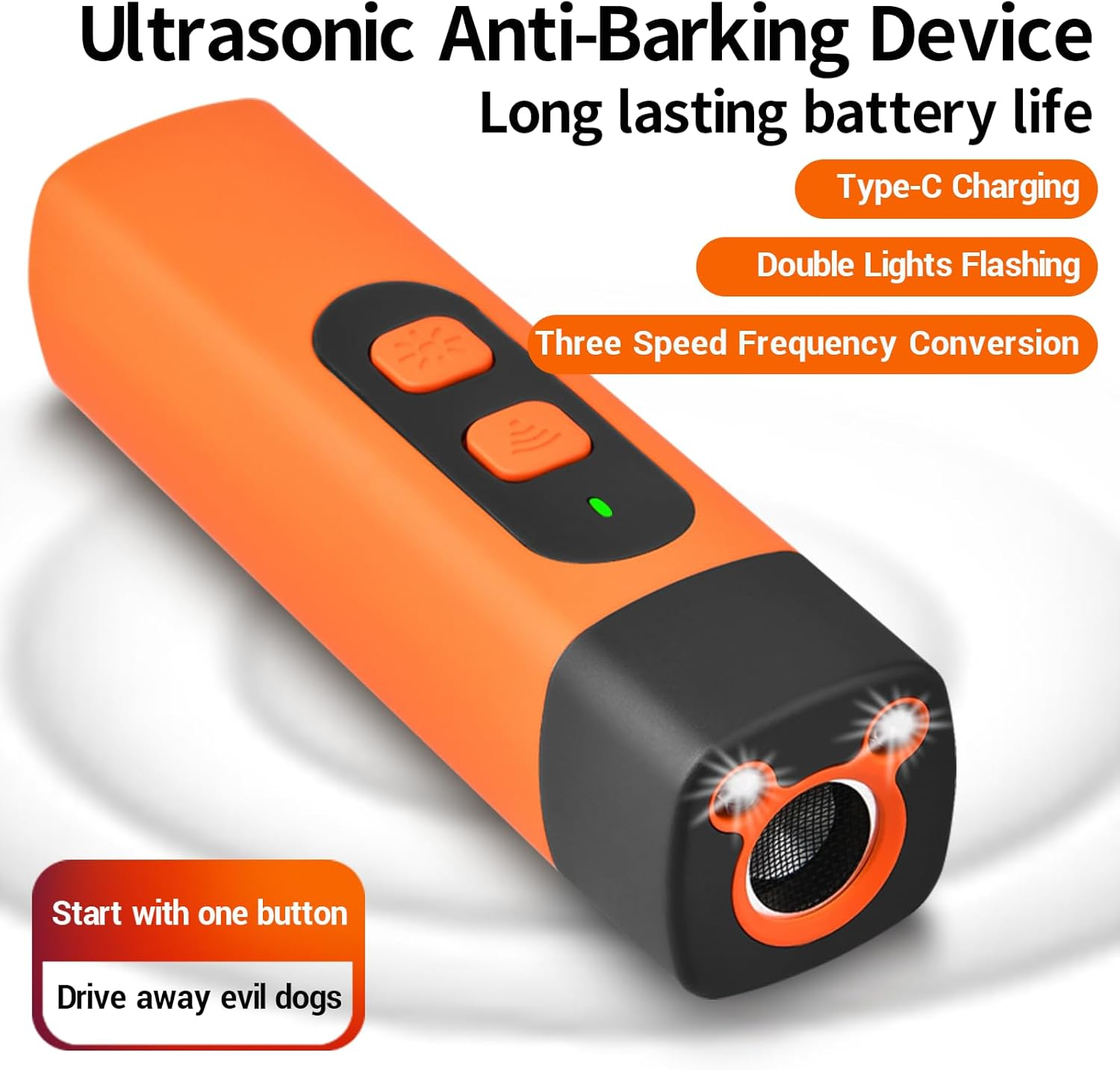 VCCLFSIA Dog Bark Deterrent Devices, Rechargeable Ultrasonic Anti-Barking Device with 800Mah Battery, LED Flashlight, 10M/35FT Range, Safe & Effective No Barking Device for All Dog Breeds image number 6