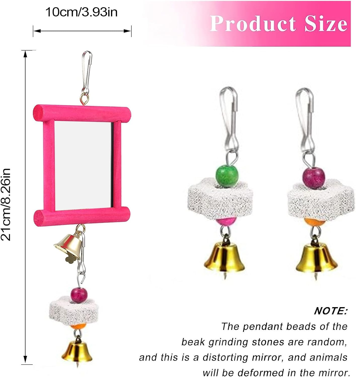 Chicken Swing Mirror - Chicken Mirror Beak Grinding Molar Stone | Safe Poultry Boredom Relief Roosters Hens Entertainment for Yard Garden Farm image number 5