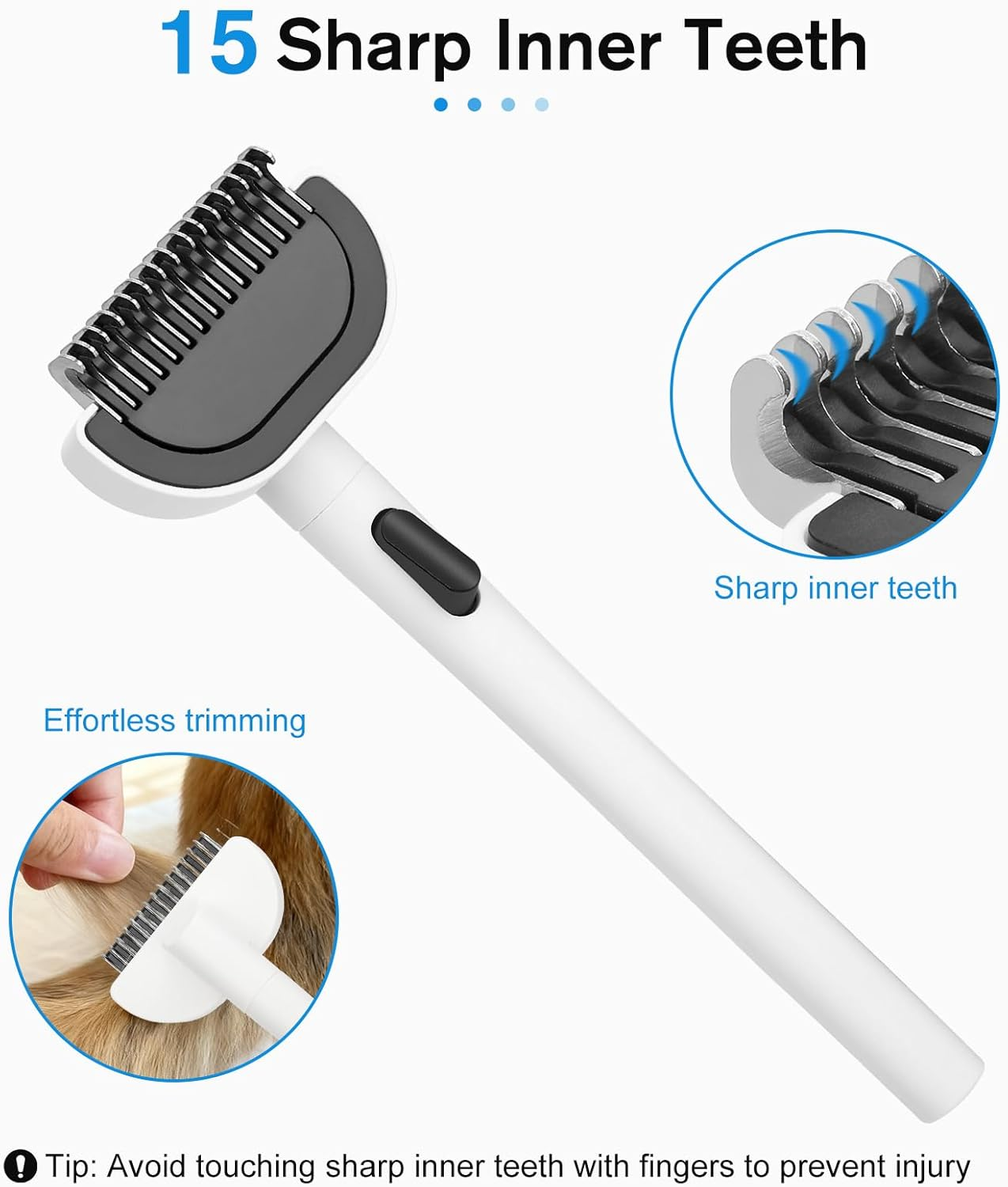 Euqvunn Dematting Comb - Dog Brush Undercoat with One-Click Hair Removal, Undercoat Brush Cat for Dogs, Removes Undercoat, Loose Hair & Tangles image number 4