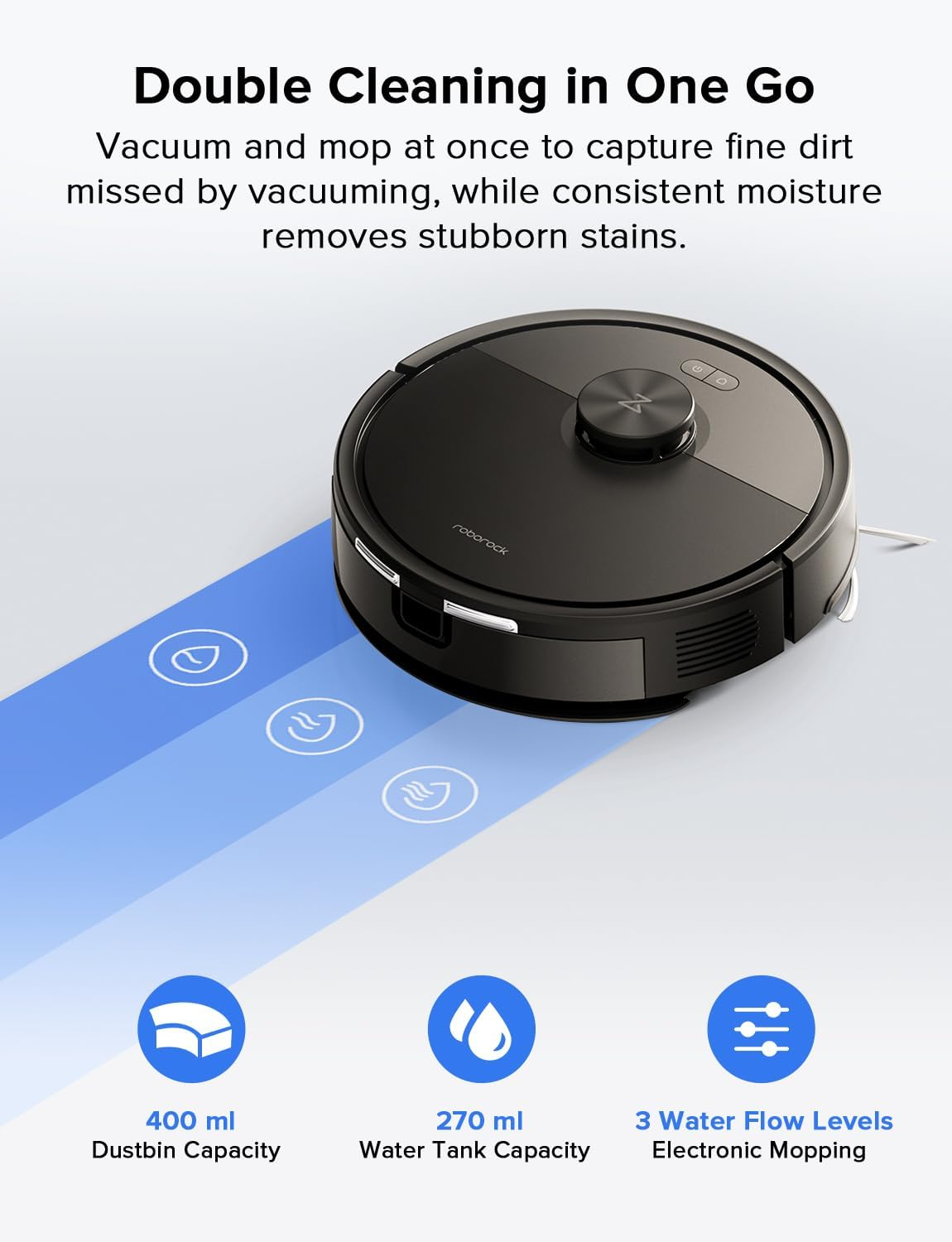 Roborock Q7B Robot Vacuum, 8000Pa Suction, Precise Obstacle Avoidance, Dual Anti-Tangle Brushes, Electric Water Tank, App-Controlled, Perfect for Pet Hair image number 3