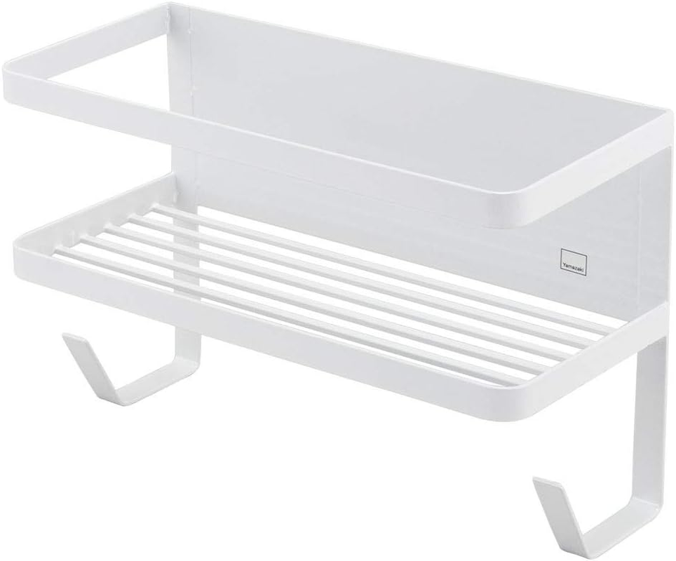 Yamazaki Industry 4768 Magnetic Rack with Hose Holder, White, Approx. W 11.0 X D 4.7 X H 7.3 Inches (28 X 12 X 18.5 Cm), Tower, Can Store Water Supply Hoses, Laundry Side Rack image number 4