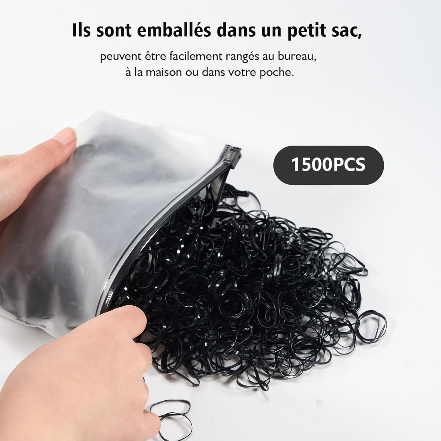 Pack of 1500 Mini Small Hair Bobbles Rubber Bands Elastic Scrunchies for Women Girls Men (Black) image number 4