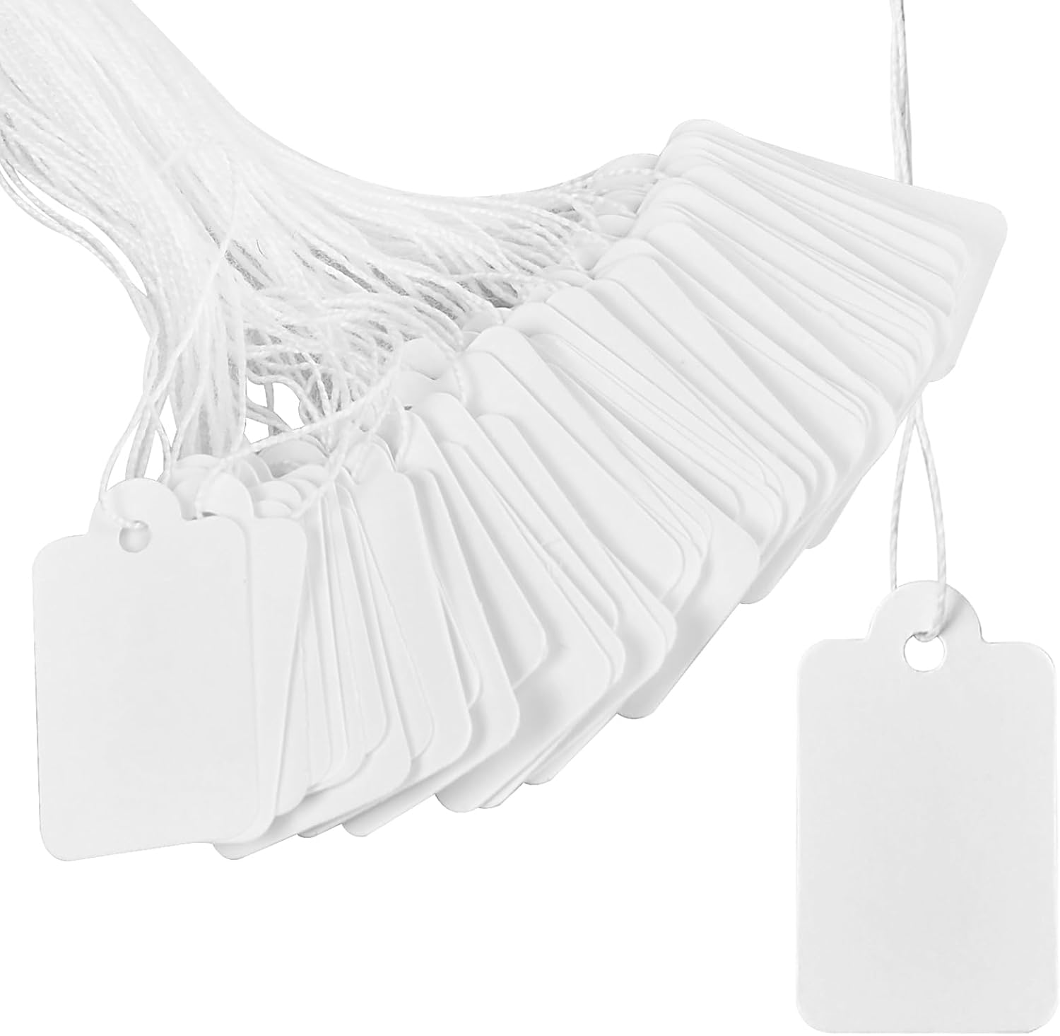 White Price Tags 100 Pieces White Marking Writable Tags, with String, Marking Strung Price Tag, White Paper Tag Jewelry (23X13Mm) image number 3