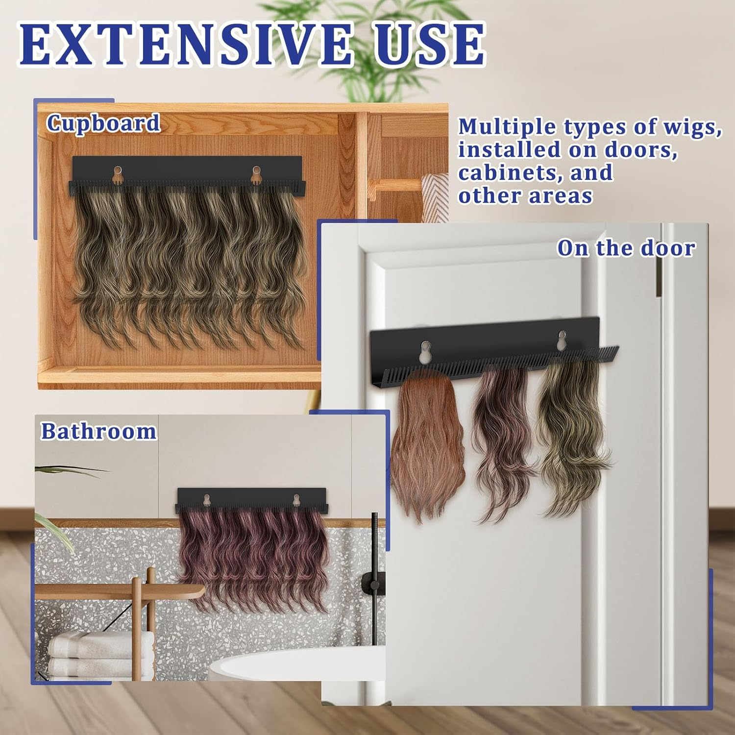 Rdjeokf Hair Extension Hanger, Metal Hair Extension Holder, Rustproof Hair Extension Display Rack, for Styling, Washing, Coloring, for Styling Hair, for Hand Tied Weft Full Bundle Tool Hair image number 3