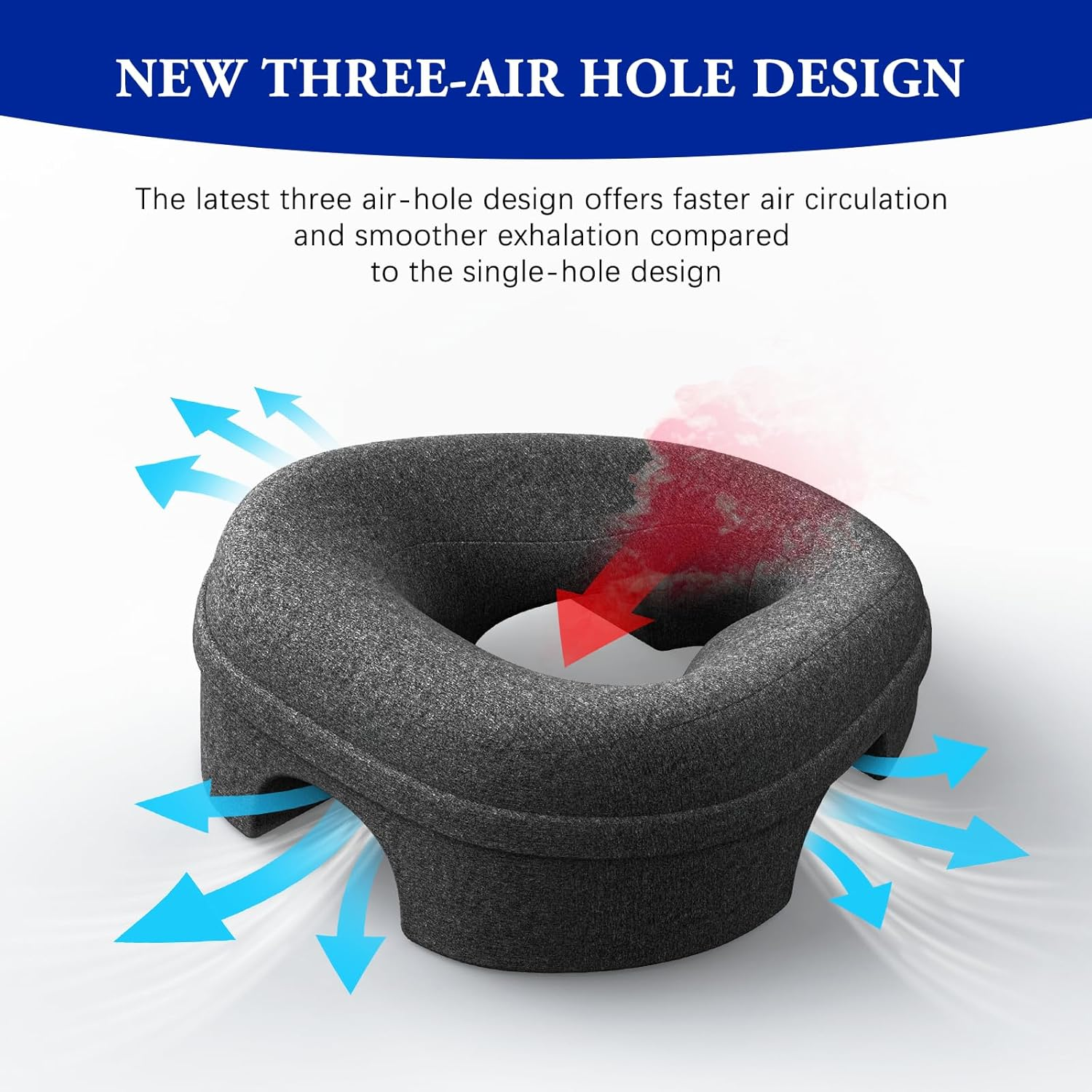 Face down Pillow and Massage Headrest for Bed, 3-Air-Hole Pillow for Stomach Sleeper, Suitable for Beach Tanning, Home Massages, Eye Surgery Recovery, Back and Waist Pain, Etc (Black) image number 6