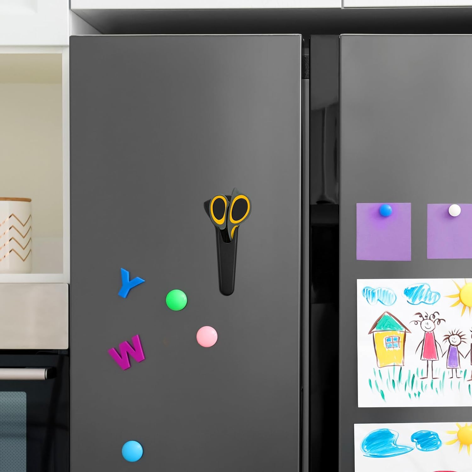 Cabilock Magnetic Scissor Holder for Refrigerator Kitchen Lightweight Plastic Organizer with Wear-Resistant Design and Strong Magnet for Metal Surfaces Home Storage
