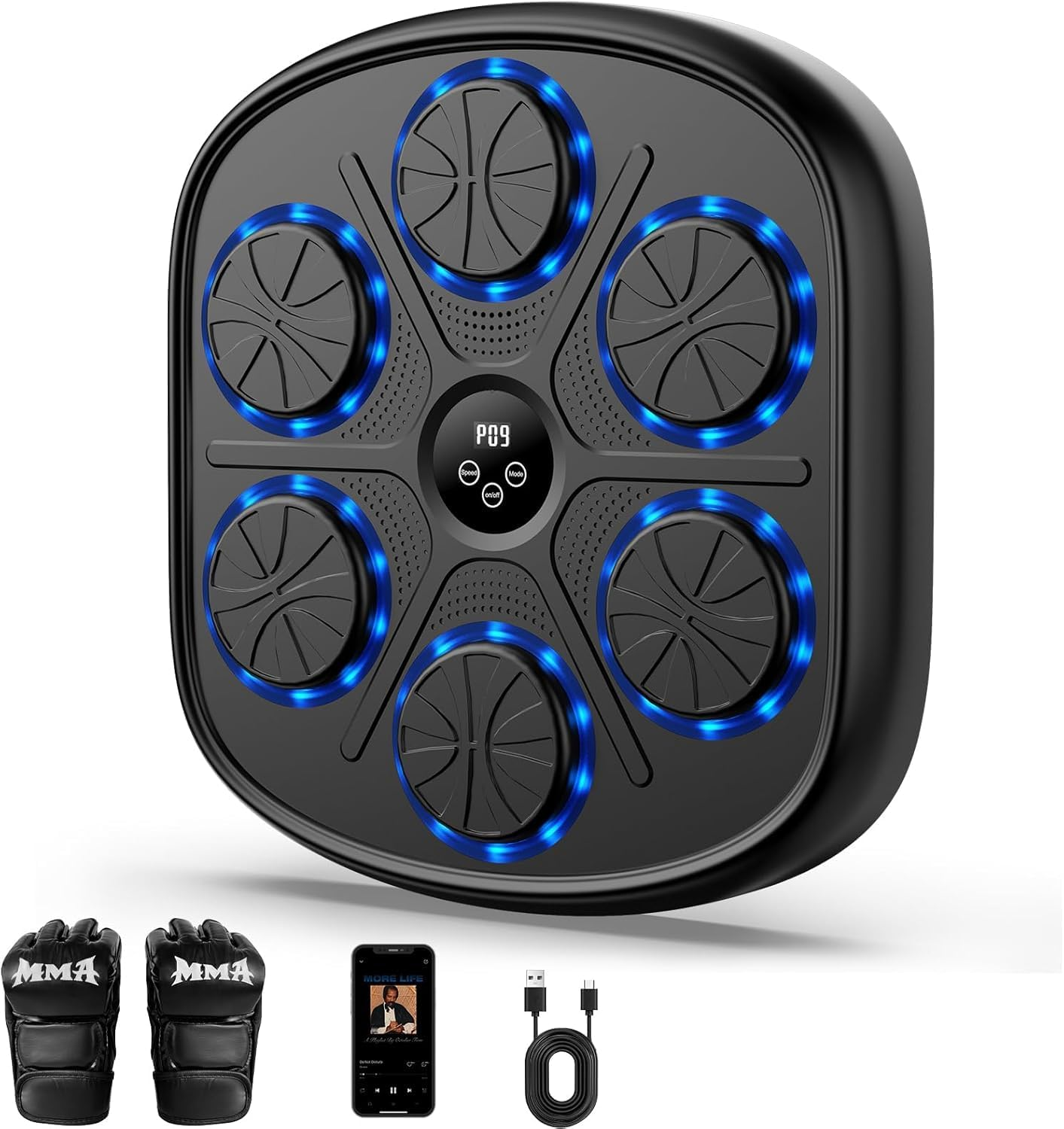 Music Boxing Machine with Premium Boxing Gloves, Bluetooth Training Machine with LED Electronic Wall Mounted, Home Workout Target Machine for Adults and Kids image number 6