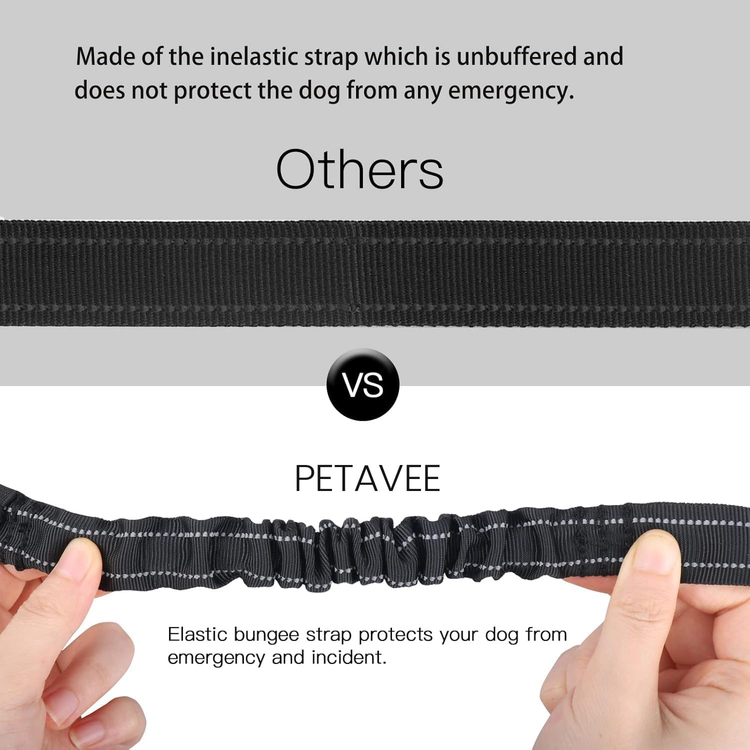 Petavee Dog Seat Belt for Car, Updated 3 in 1 Adjustable Dog Seat Belt for Car with Clip Hook Latch & Buckle, Heavy Duty Carabiner for Safe Travel, Black (25 to 32 Inches) image number 4