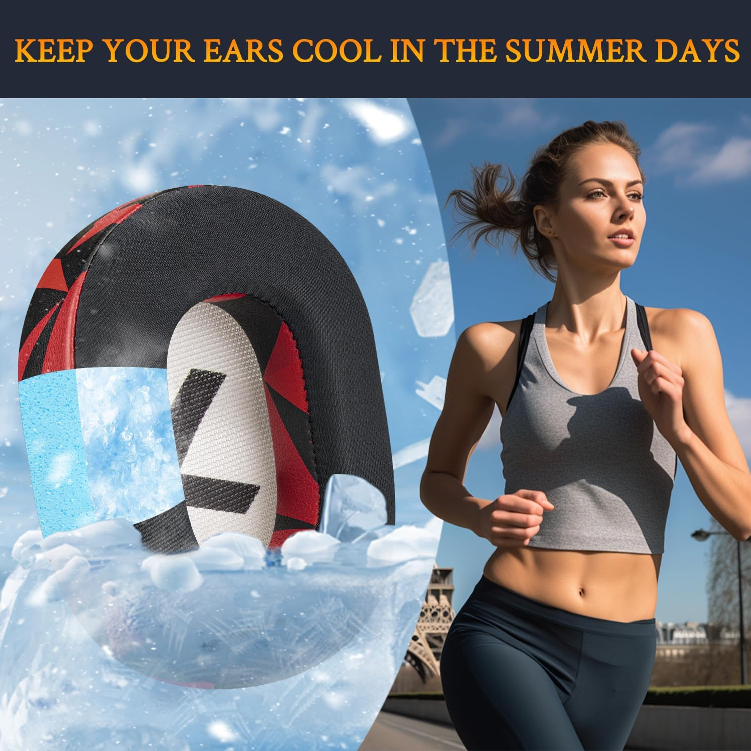 SOULWIT Cooling Gel Earpads Replacement for Plantronics Backbeat Pro 2, Voyager 8200 UC Headphones, Ear Pads Cushions with High-Density Noise Isolation Foam (Red Storm) image number 2