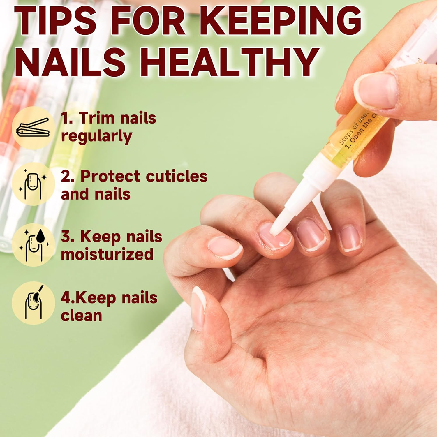 Cuticle Oil Pens - 4 PCS Revitalizing Oil Pen with Soft Brush for Nail Care, Cuticle Softener to Prevent Dry and Cracked Nails with Nail File, Mixed Scents - 8 Scents image number 4