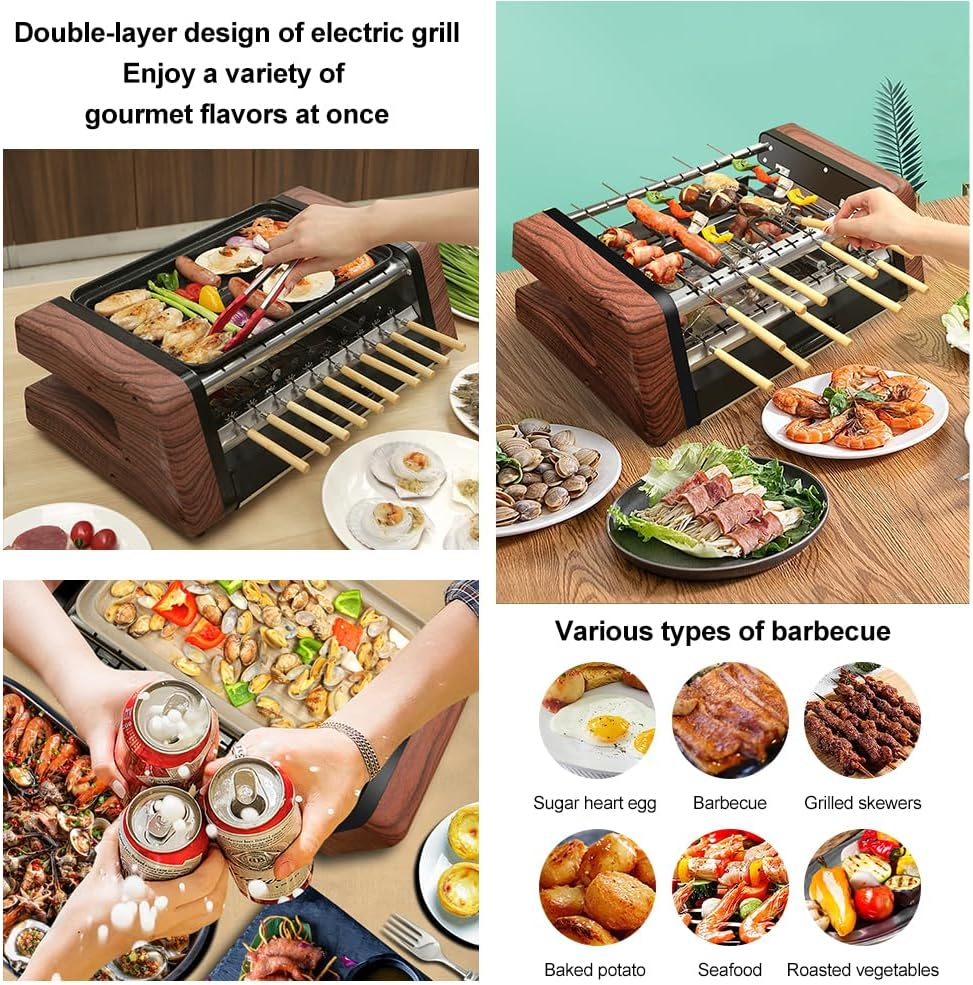 Indoor Smokeless Grill, 1800W Commercial Automatic Electric Grill Barbecue Oven Grills with Non-Stick Baking Pan Suitable BBQ Equipment for Indoor and Outdoor Camping image number 5