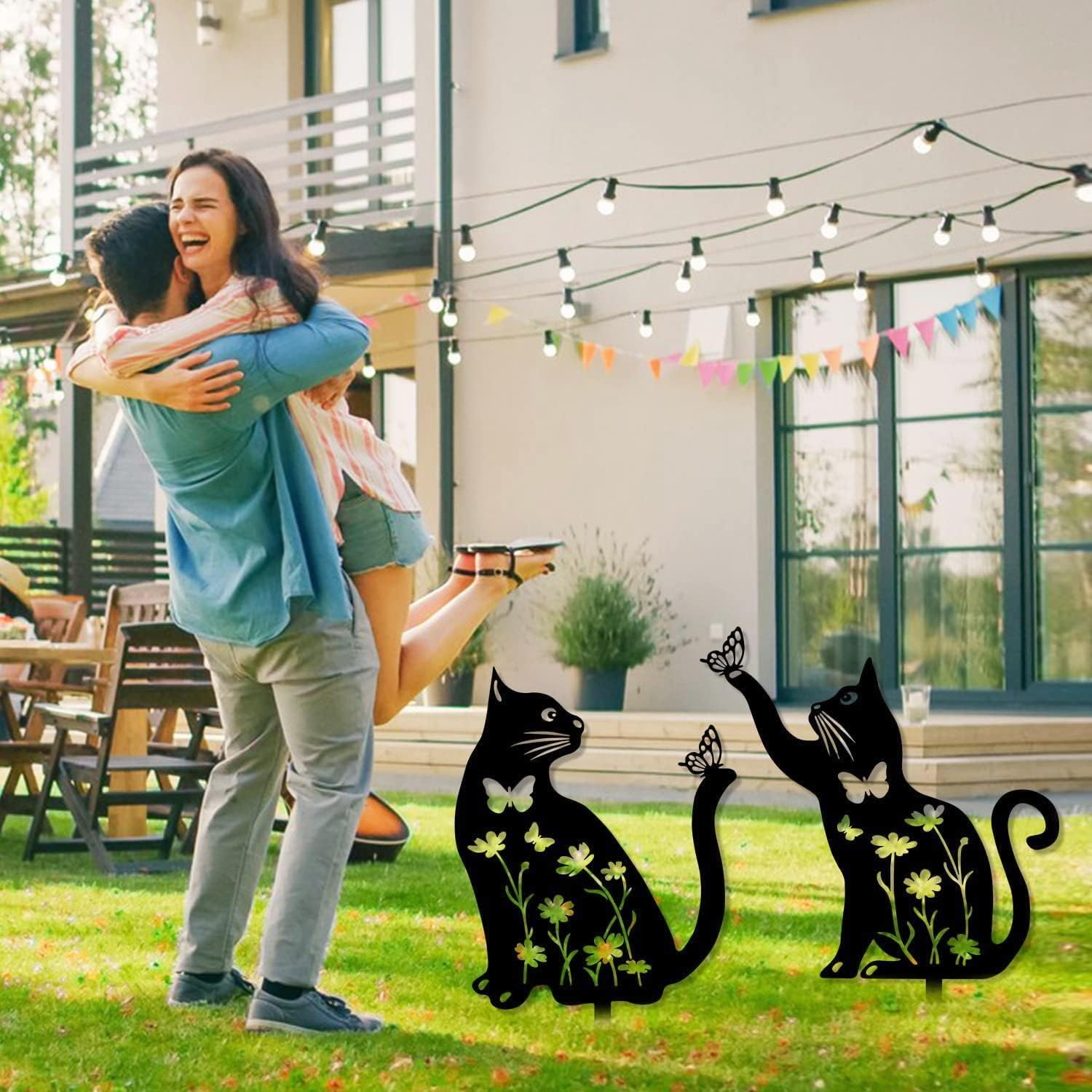 2 Pack Metal Cat Garden Stakes &ndash; 30Cm Height Large Black Cat Silhouette Yard & Lawn Decorations for Garden, Outdoor, Patio &ndash; Perfect for Cats Lovers image number 3