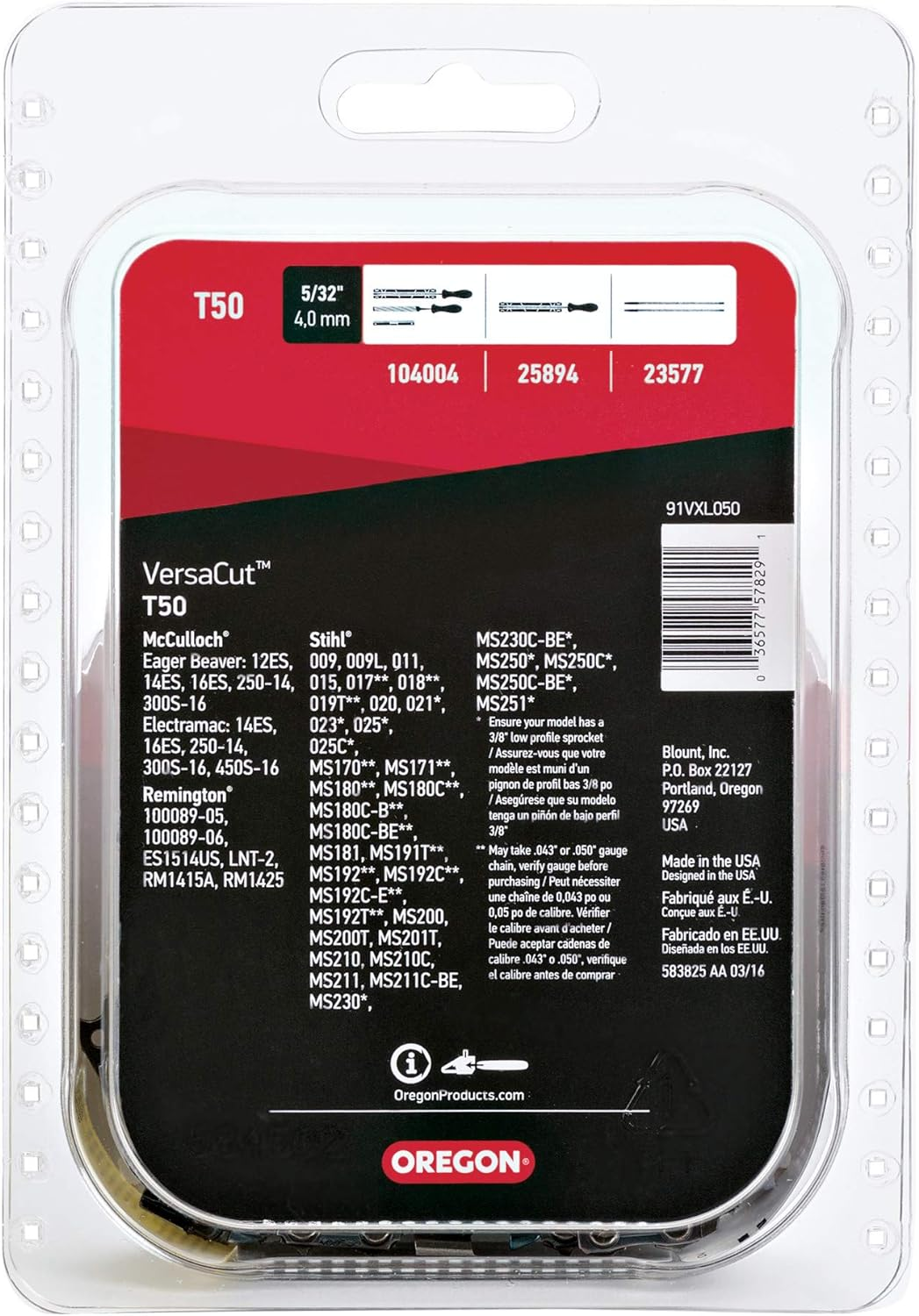 Oregon T50 Versacut 14-Inch Chainsaw Chain, Fits Stihl, Mcculloch, Remington image number 4
