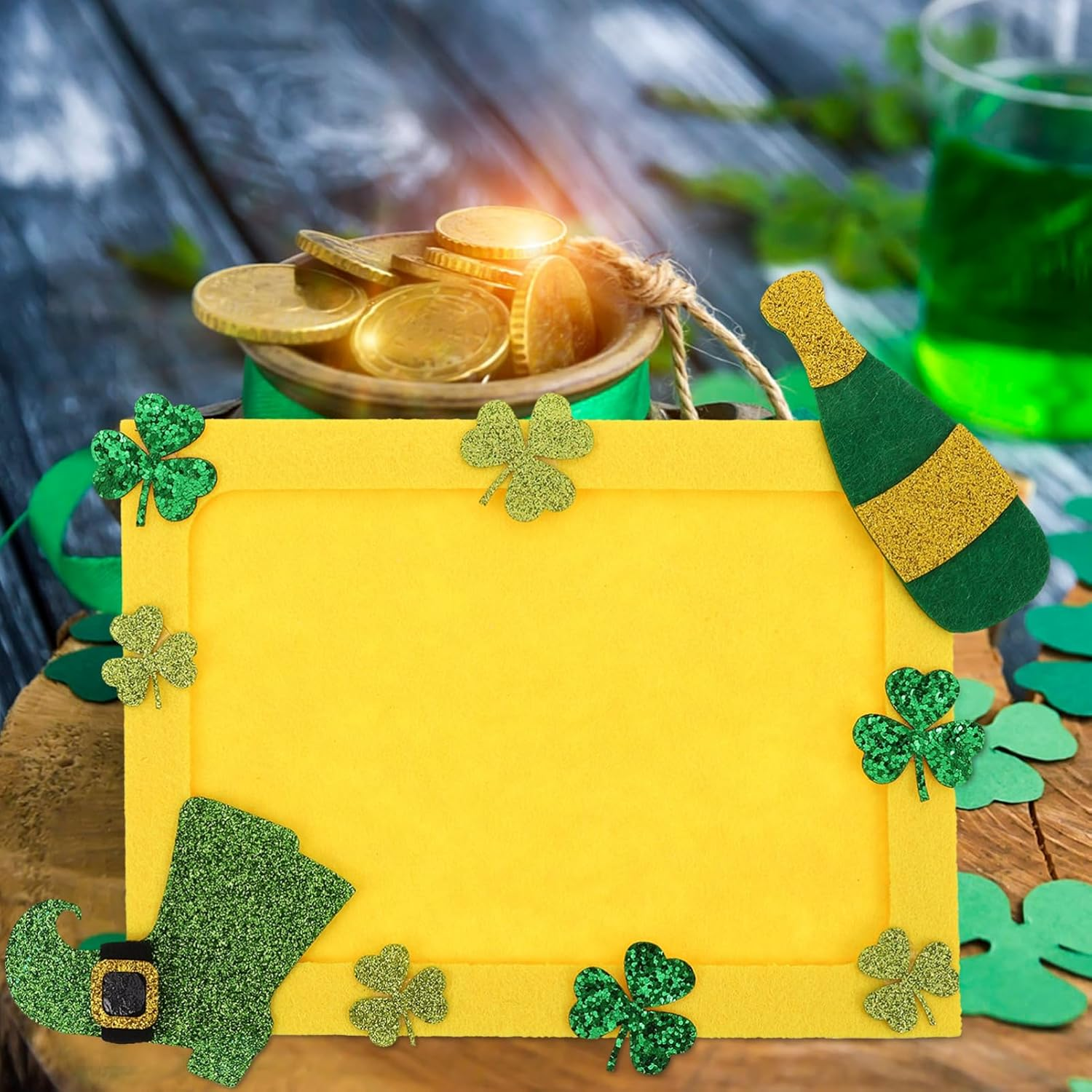 Abaodam Diy Photo Frame Shamrock Design St Patrick'S Day Decor Versatile Craft Picture Holder for Home Office image number 4