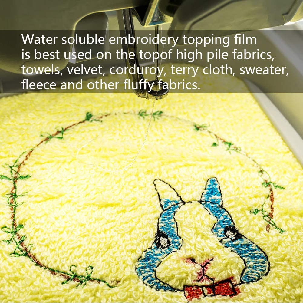 Seneme Water Soluble Stabilizer for Embroidery Topping Film (10 in X 15 Yd Roll), 35Um Clear Embroidery Stabilizers - Wash Away Embroidery Stabilizer for Machine Embroidery Stabilizer and Hand Sewing image number 1