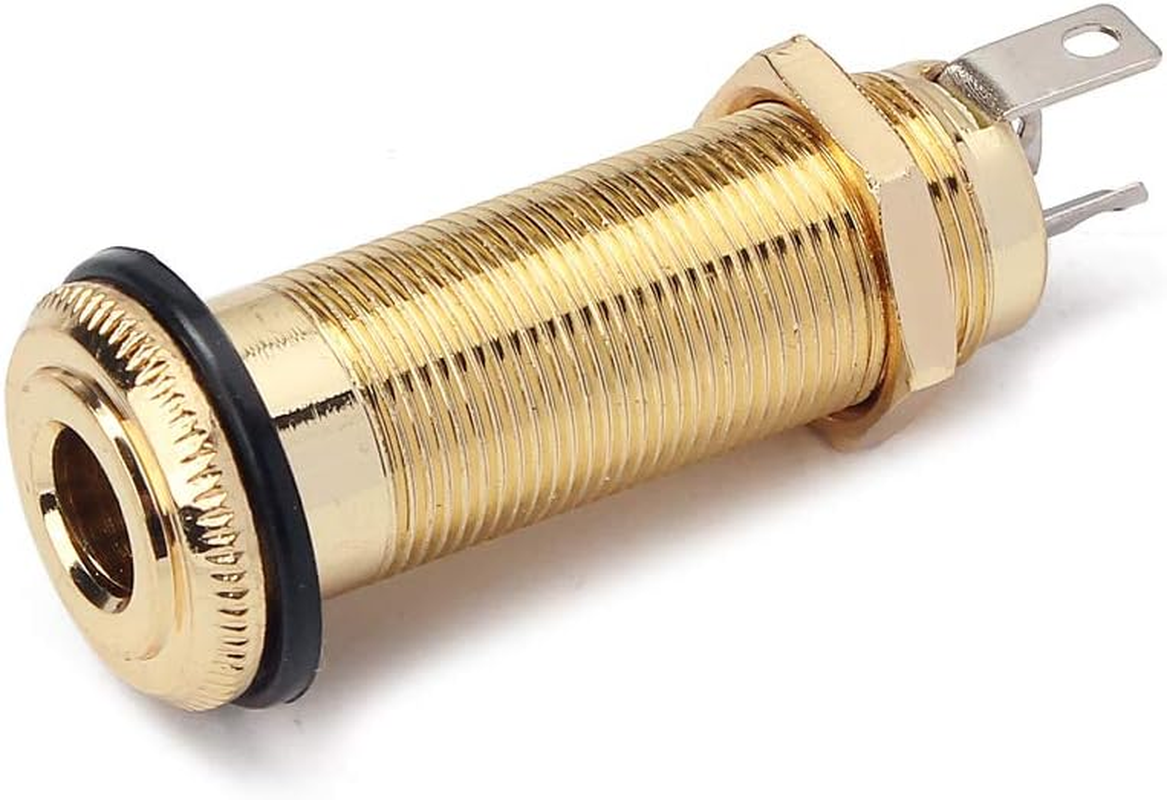 Alnicov Stereo Copper Guitar Bass Barrel Jack Cylinder Input/Output Jacks 4 Pins Gold image number 2