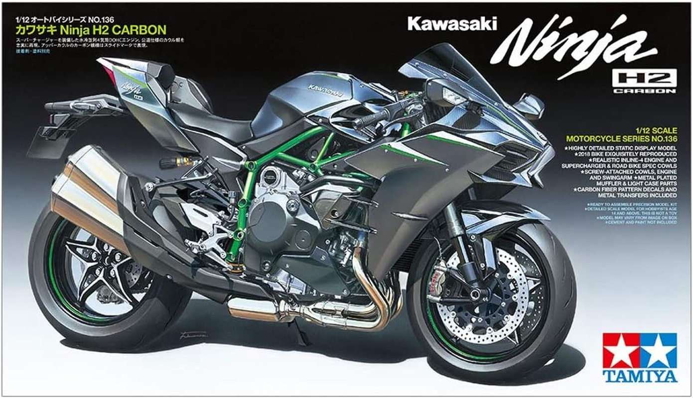 Tamiya 1:12 Scale Kawasaki Ninja H2 Carbon Model Kit image number 3
