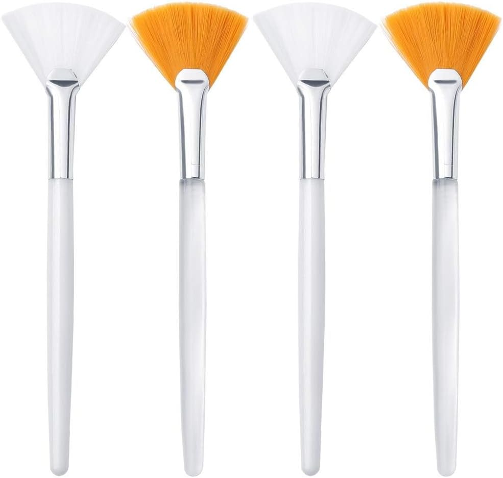 IKEEP 4 Pcs Face Mask Brush, Face Mask Applicator Brush Soft Facial Fan Brush for Mud Mask Cream