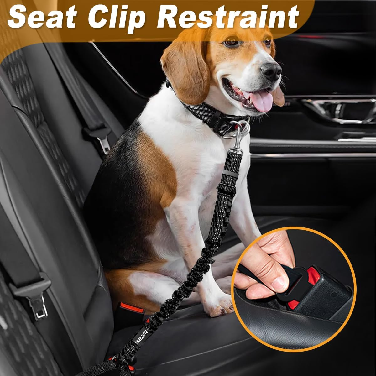 3 Piece Dog Car Seat Belt Set - Retractable Adjustable Pet Seatbelts for Vehicle Headrests - Heavy Duty, Elastic & Durable Car Harness for Dogs image number 5
