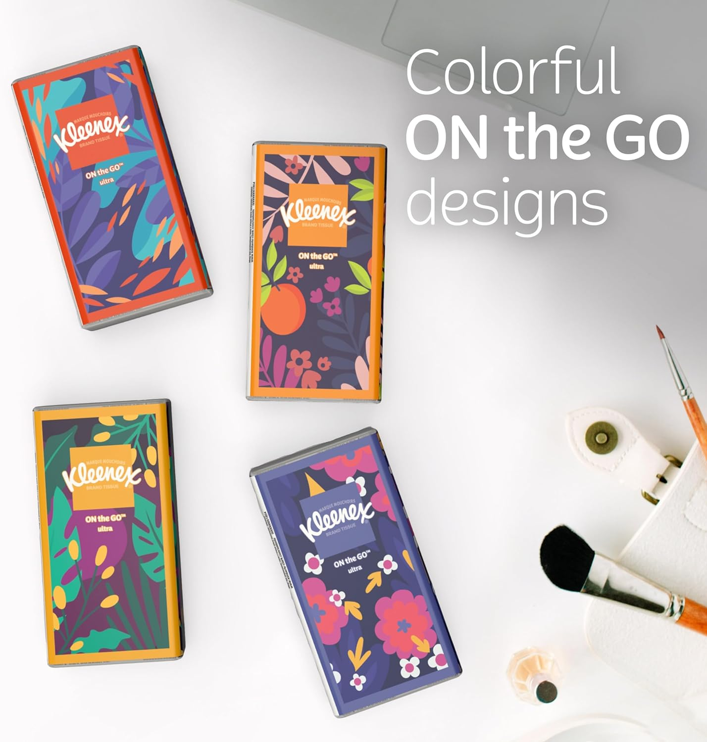 Kleenex Trusted Care Facial Tissues, 8 On-The-Go Travel Packs, 10 Tissues per Pack (80 Tissues Total)