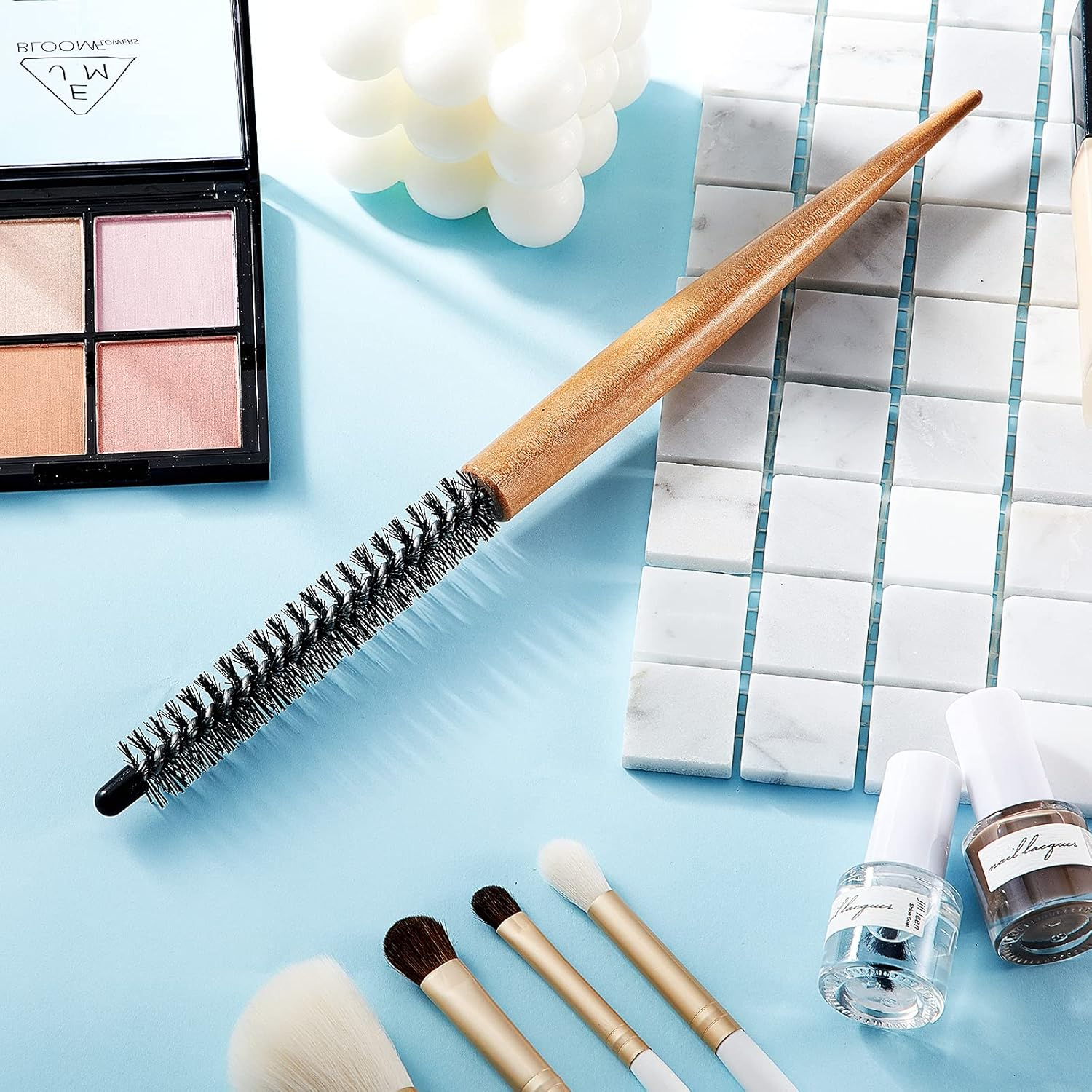 Mini Roller Quiff Brush for Hair Styling - round Comb for Thin Short Hair, Bangs, Beard Lifting and Curling(10 Inch) image number 3