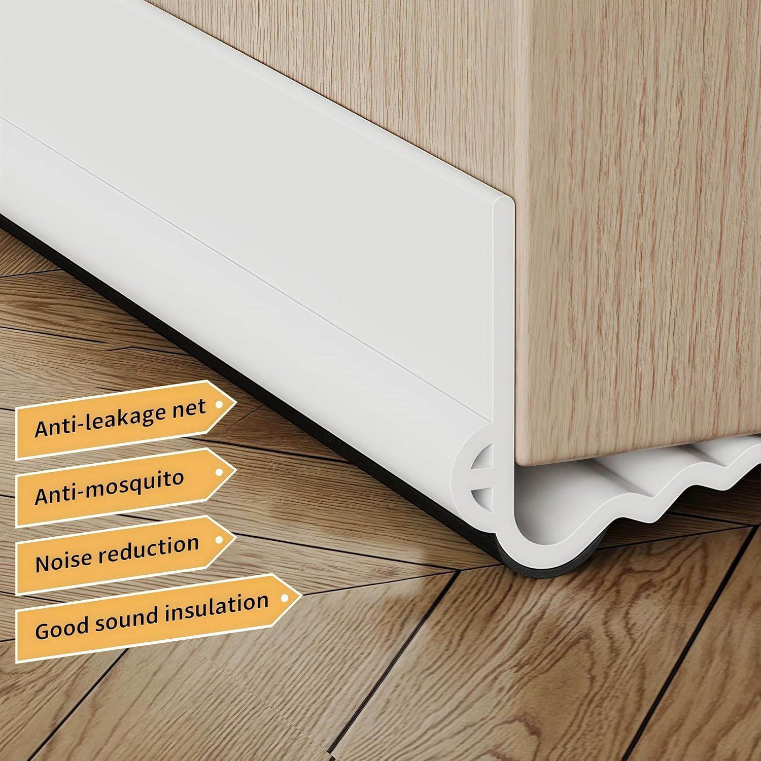 LAYOMI New Upgrade under Door Draft Stopper 39" - Double-Sided Mute Door Seam Seal Strip for Soundproofing and Noise Blocking (Black, for Door Thickness 3.5-5.5 Cm) image number 3