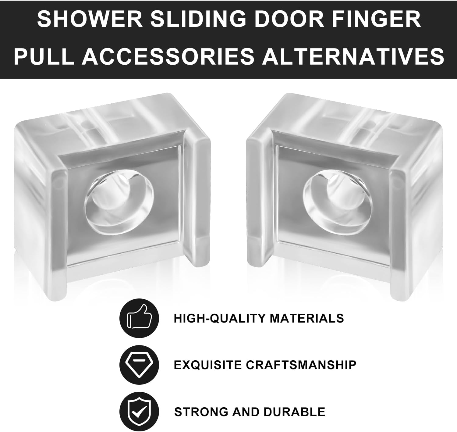 PEUTIER 4Pcs Shower Door Finger Pull, Acrylic Shower Door Bumpers Clear Glass Sliding Door Replacement Parts for Alumax Framed Shower Door & Towel Bars image number 5