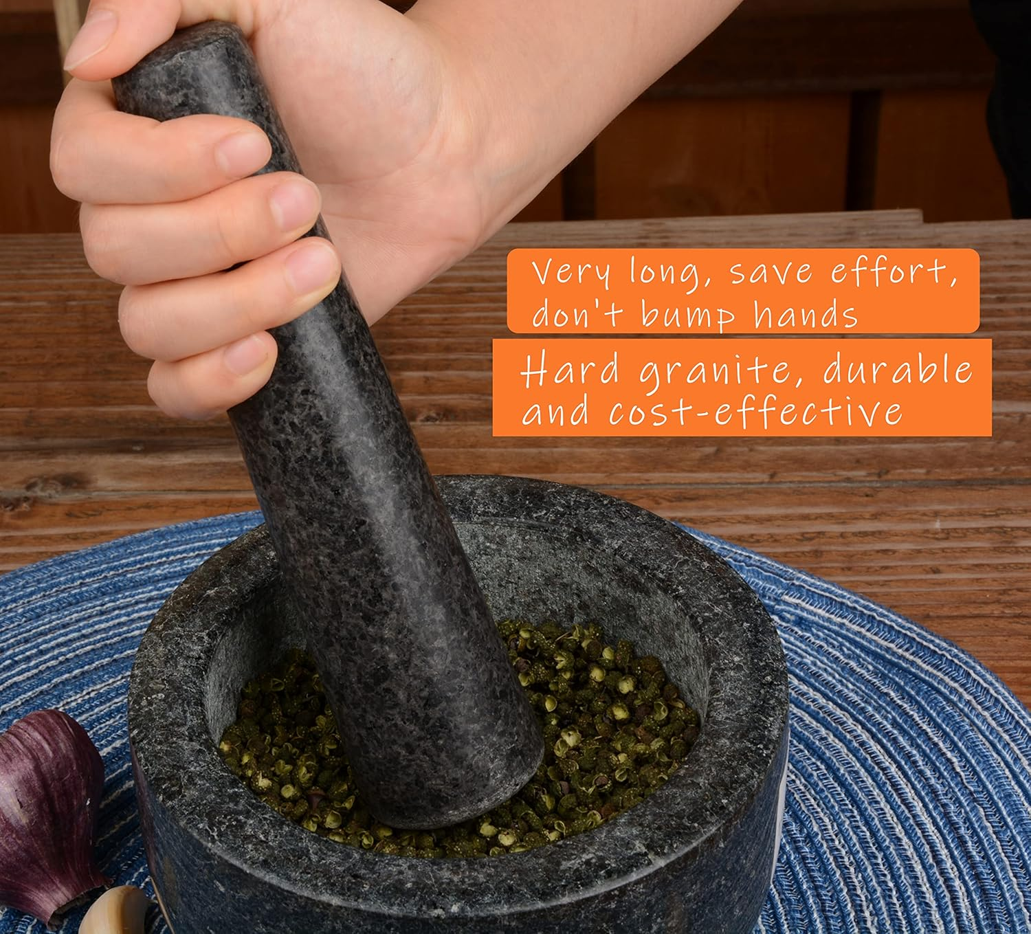 Granite Replacement Pestle 7.4-Inch Polished Stone for Multifunction in Kitchen (Mortar Not Included) image number 6
