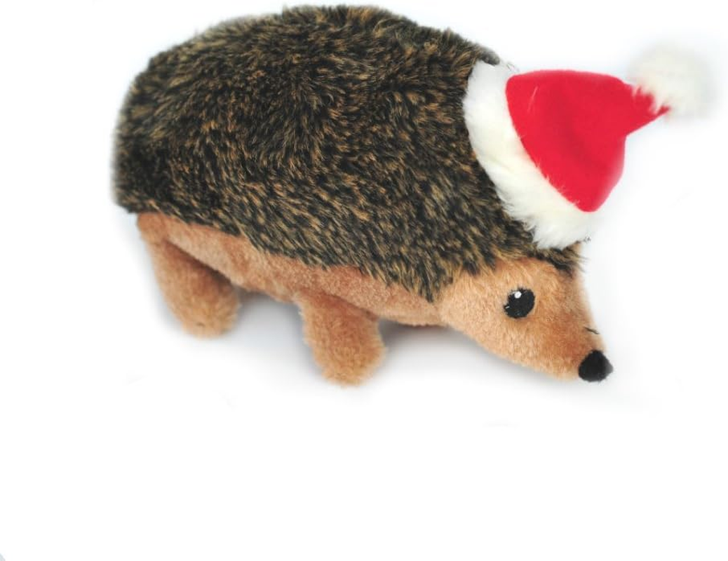 Zippy Paws Plush Squeaker Dog Toy - Christmas Holiday Hedgehog - Large image number 1