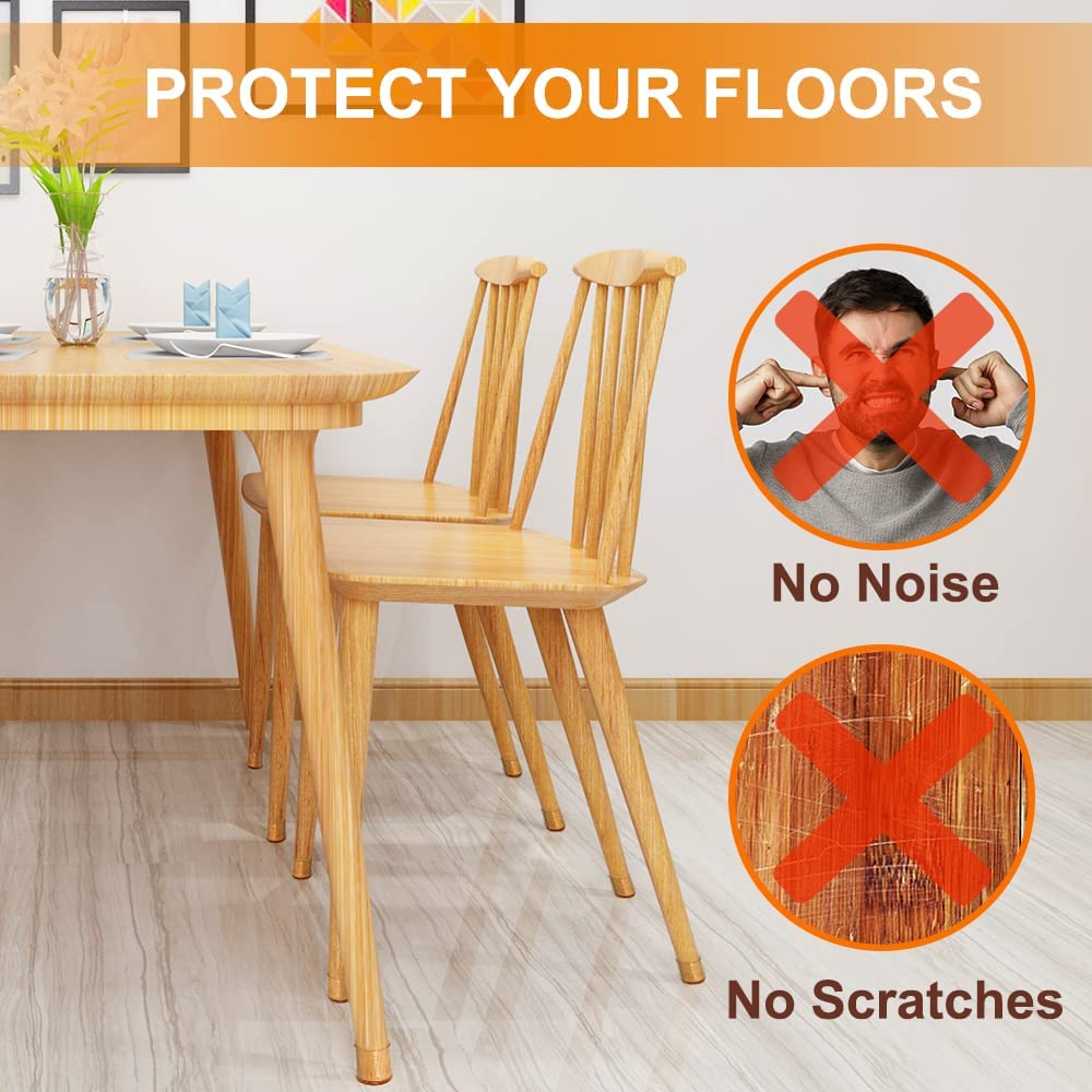 32 Pcs Chair Leg Floor Protectors for Hardwood Floors Silicone Covers to Protect Wood Tile Floors Scratches Felt Pads Furniture Leg Caps No Noise (Small-Clear) image number 5