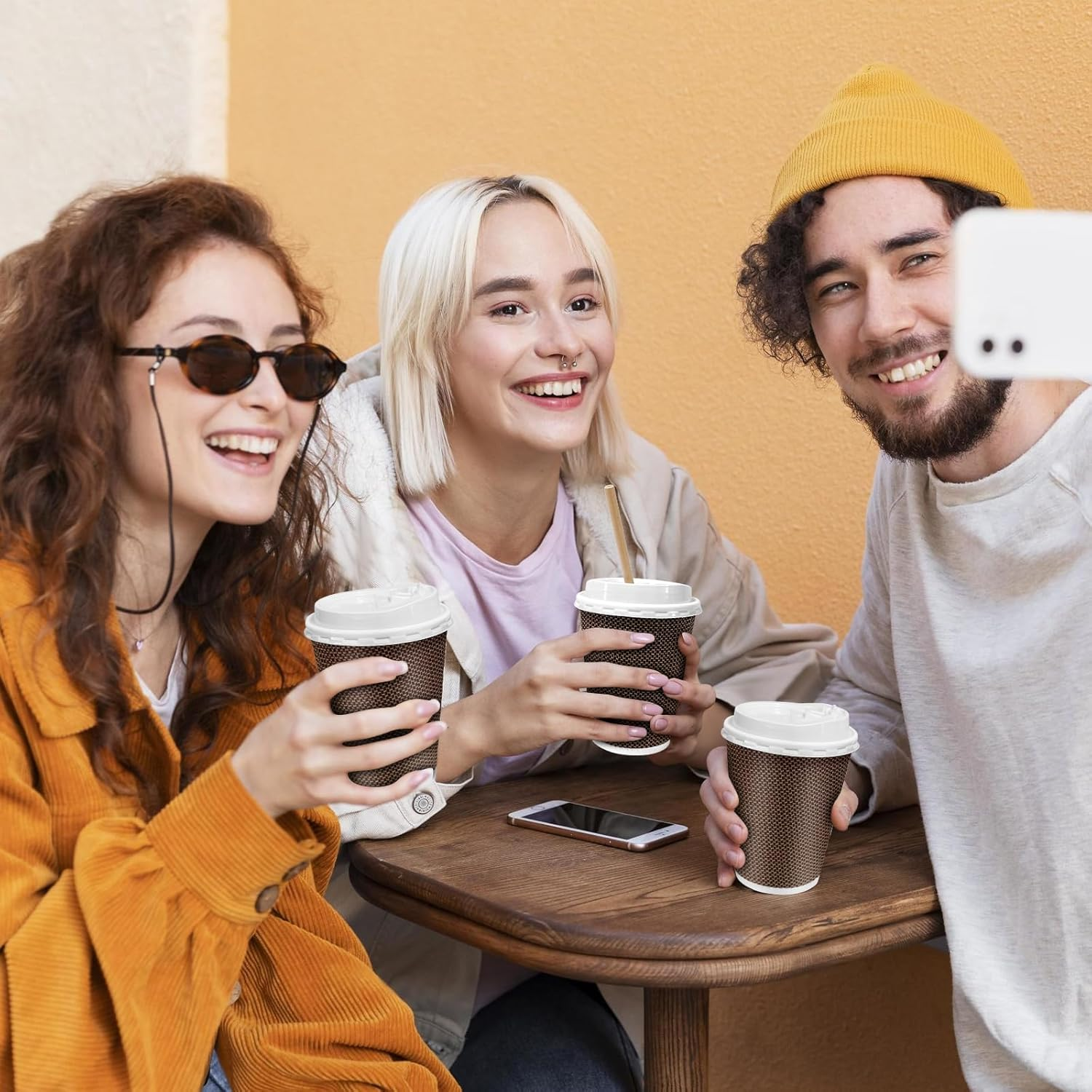 50Pack 12Oz Disposable Paper Cups, Leakfree Triple Wall Coffee Cups with Lid and Straws, to Go Paper Coffee Cup for Coffees,Tea,Chocolate,Hot Cold Drink, Ideal for Home,Parties,Weddings image number 1