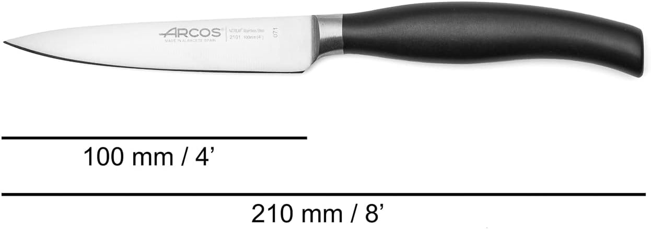 Arcos Forged Kitchen Knife Set 4 Pieces (Paring Knife + Kitchen Knife + Chef'S Knife + Bread Knife) Nitrum Stainless Steel, Polypropylene POM Handle, Series Clara, Black Color image number 2