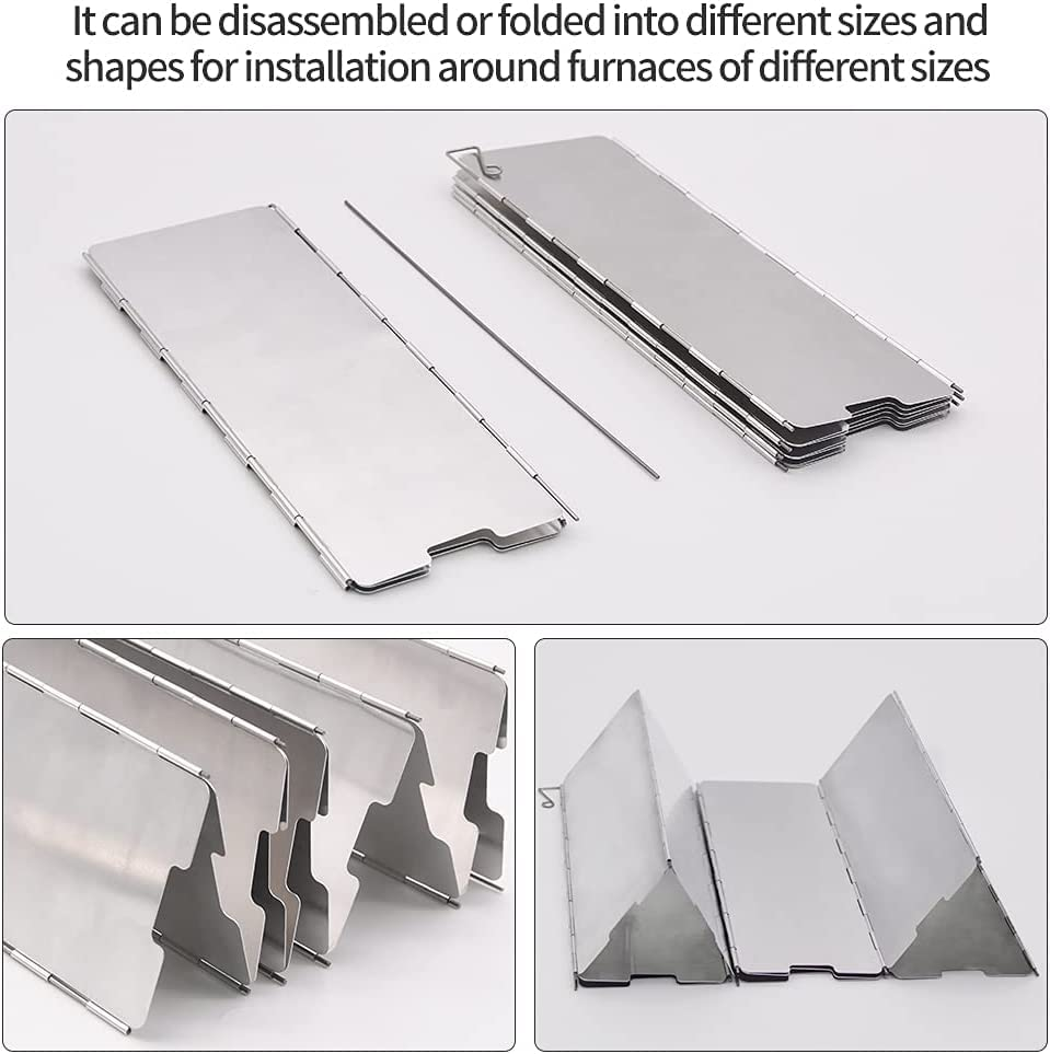 10 Plates Folding Stove Windshield, Lightweight Aluminum Camping Burner Windshield for Hiking, Backpacking, Camping and Cooking Gas Stove(Color:Silver) image number 4