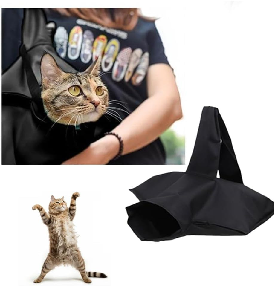 Cat Carrier Pouch,Cat-In-The Bag,Cat Carrying Bag for Adult Cats,Cat Pouch Cozy Comfort Carrier,Cat Carrier and Grooming Bag for Vet Visits,Medication Administration,Dental Care,And Car Travel(Black)